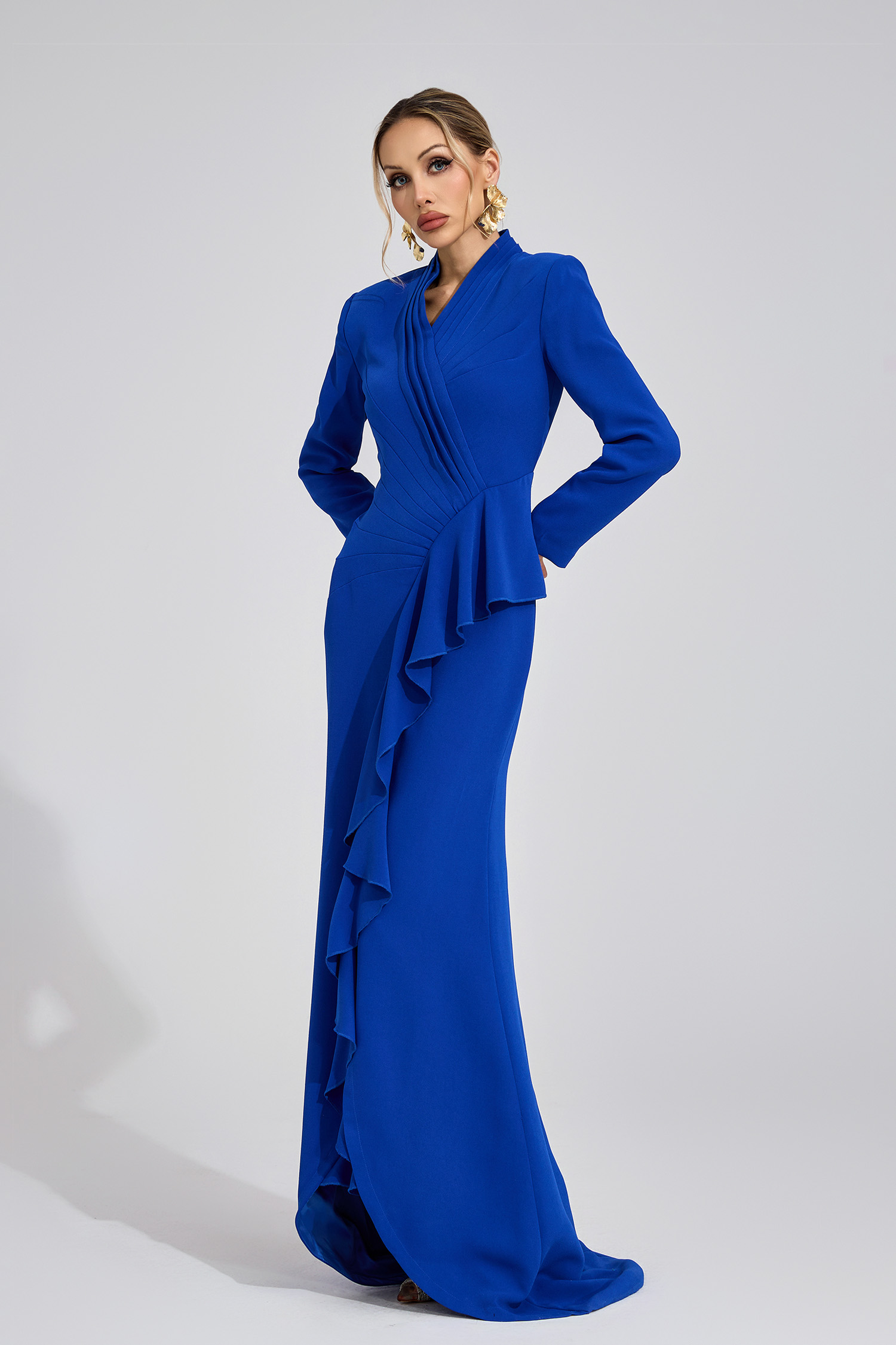Wisp Dark Blue Train Maxi Dress