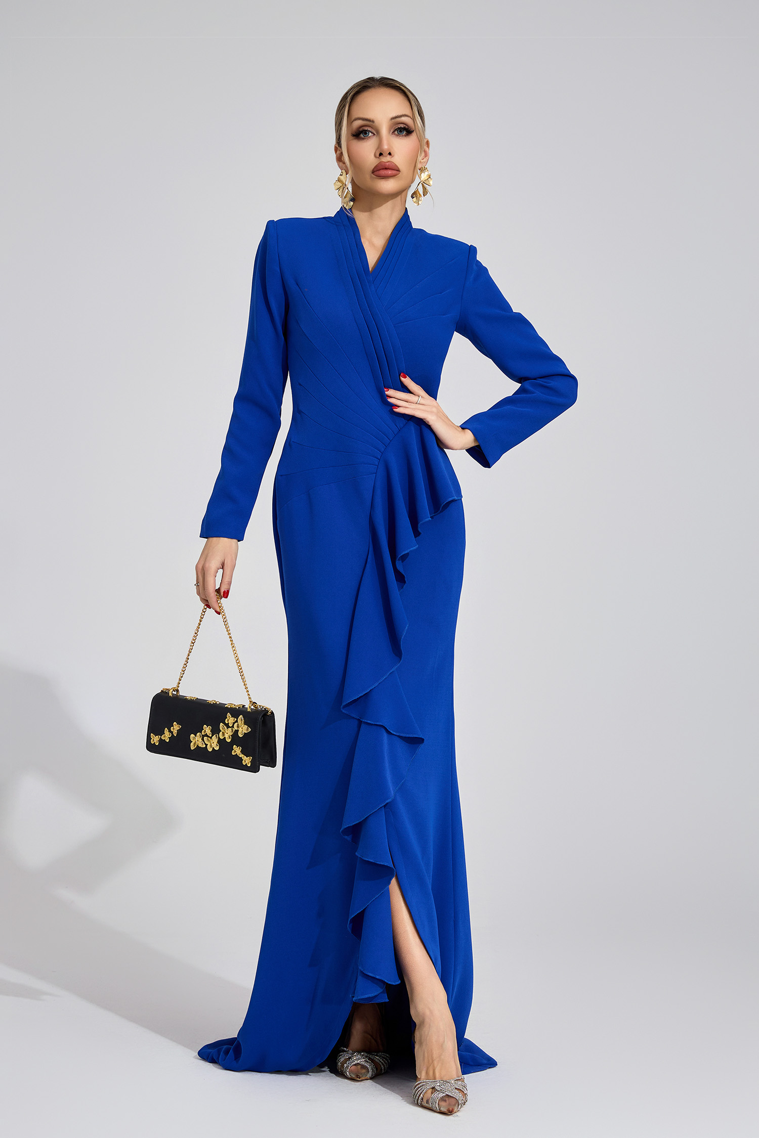 Wisp Dark Blue Train Maxi Dress