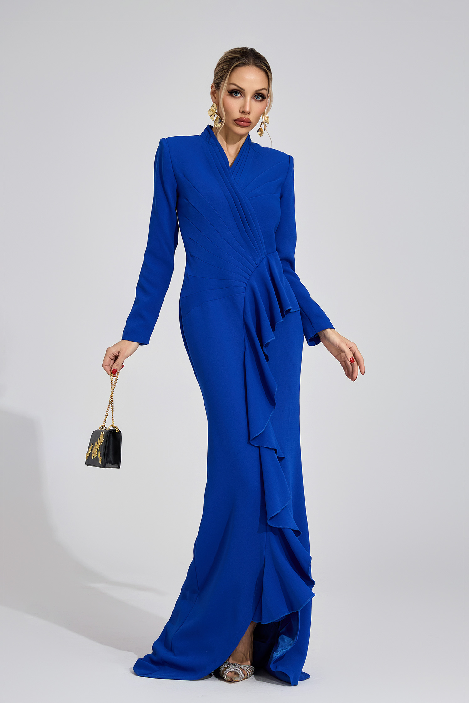 Wisp Dark Blue Train Maxi Dress