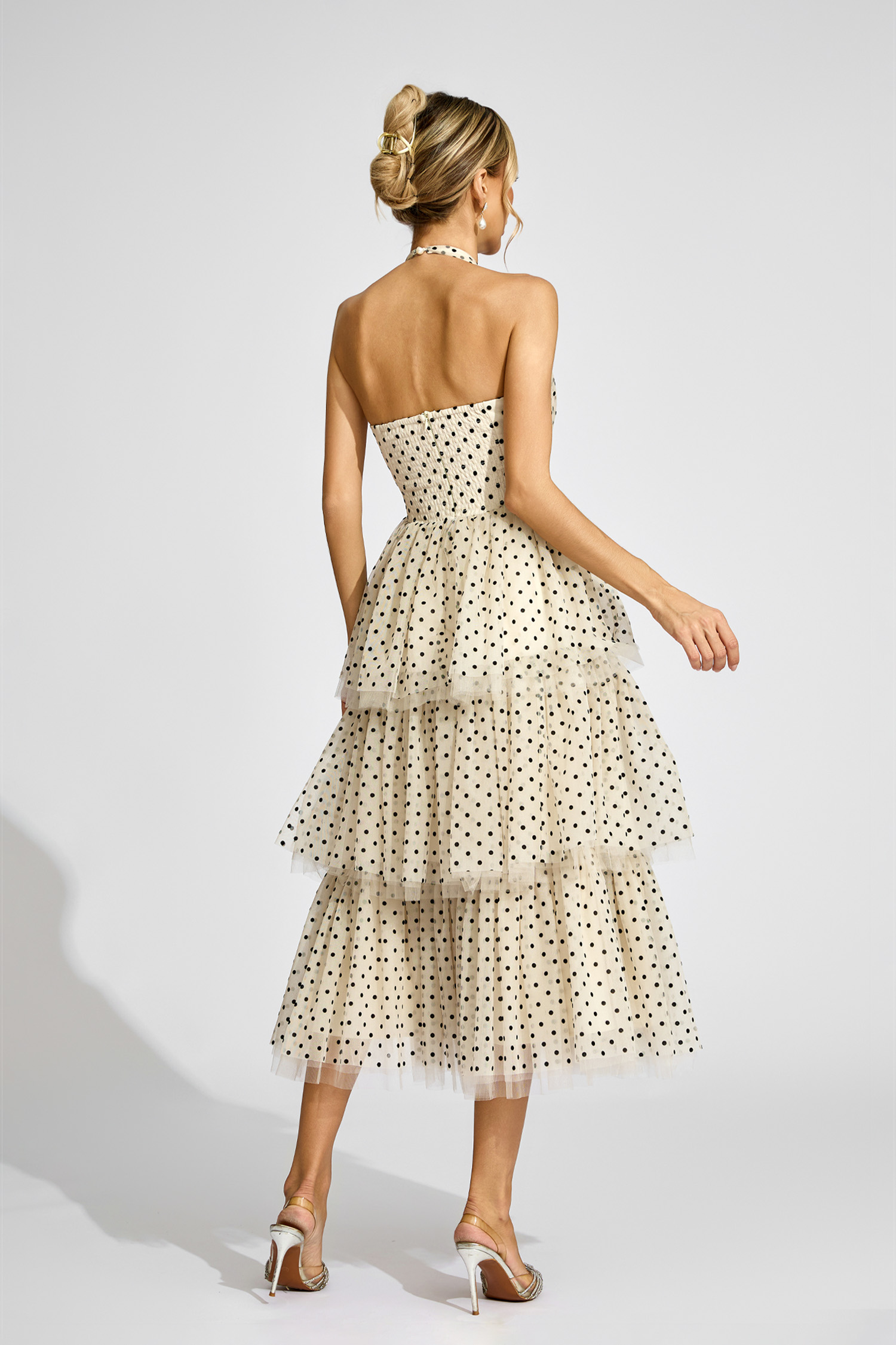Wollaston Apricot Polka Dot Halter Dress