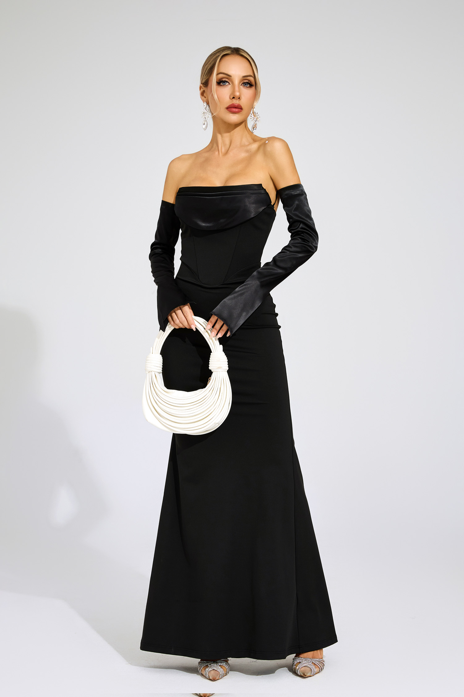 Woolf Black Off Shoulder Bandage Dress