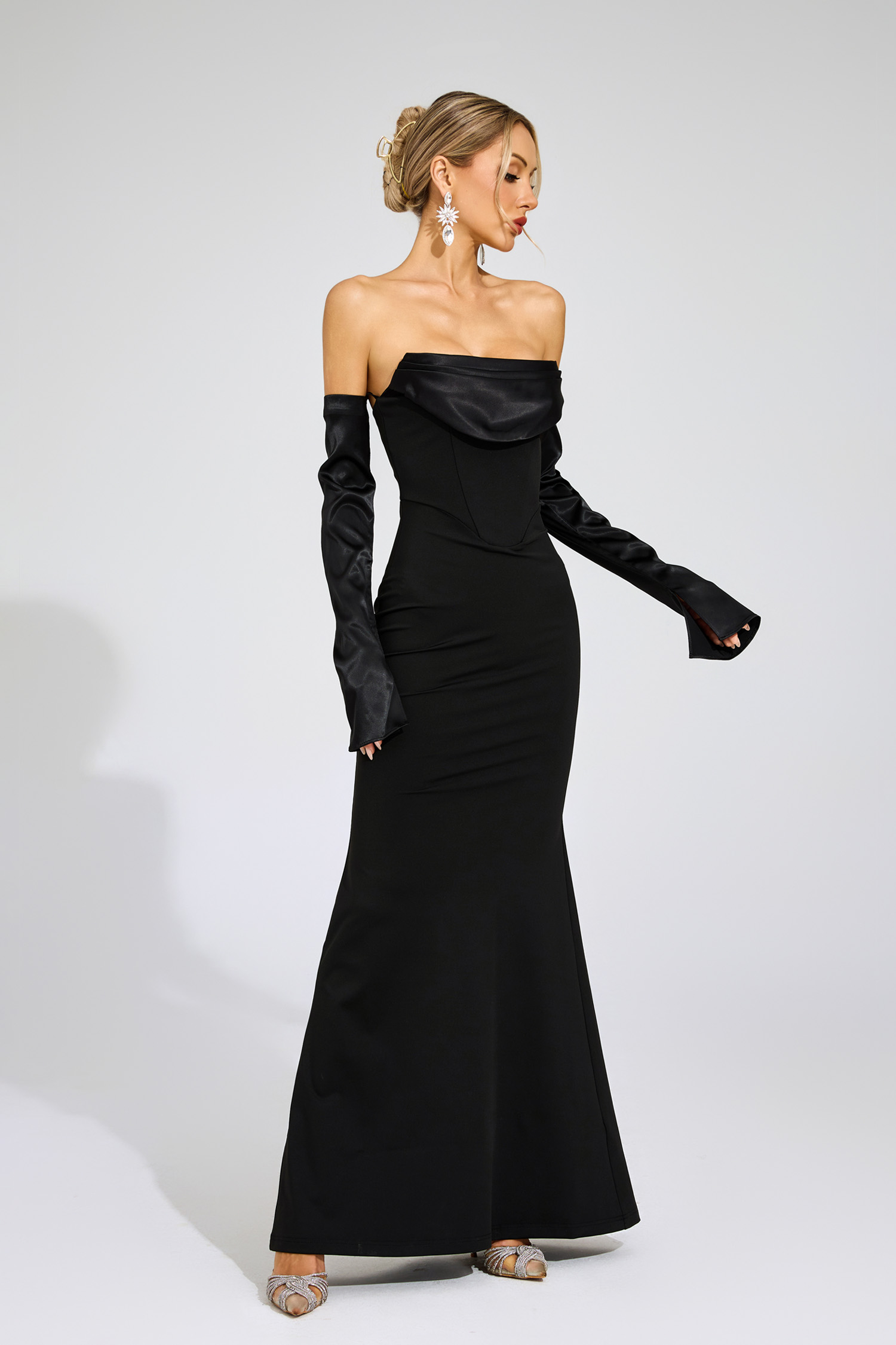 Woolf Black Off Shoulder Bandage Dress