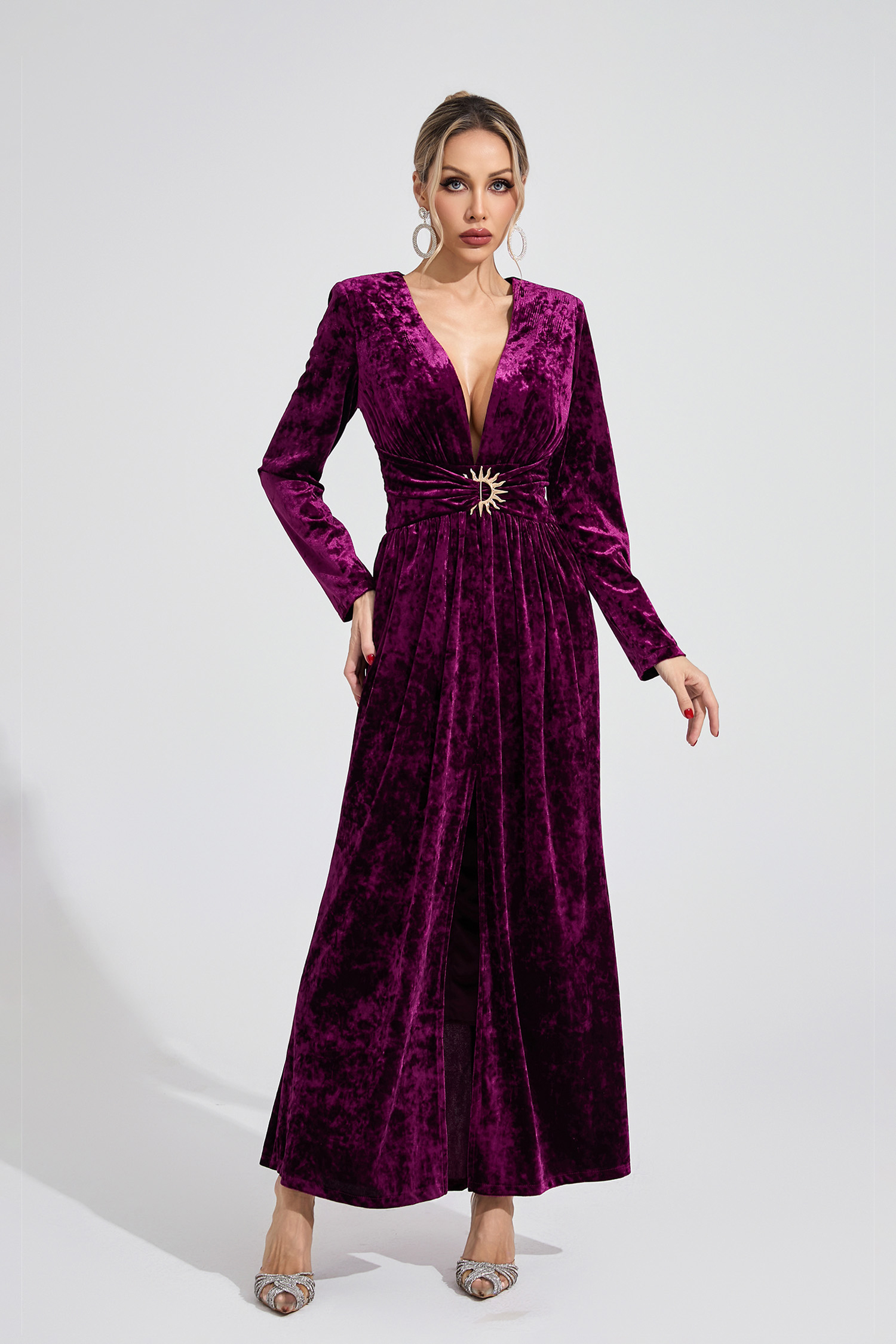 Wynne Purple Velvet Maxi Dress