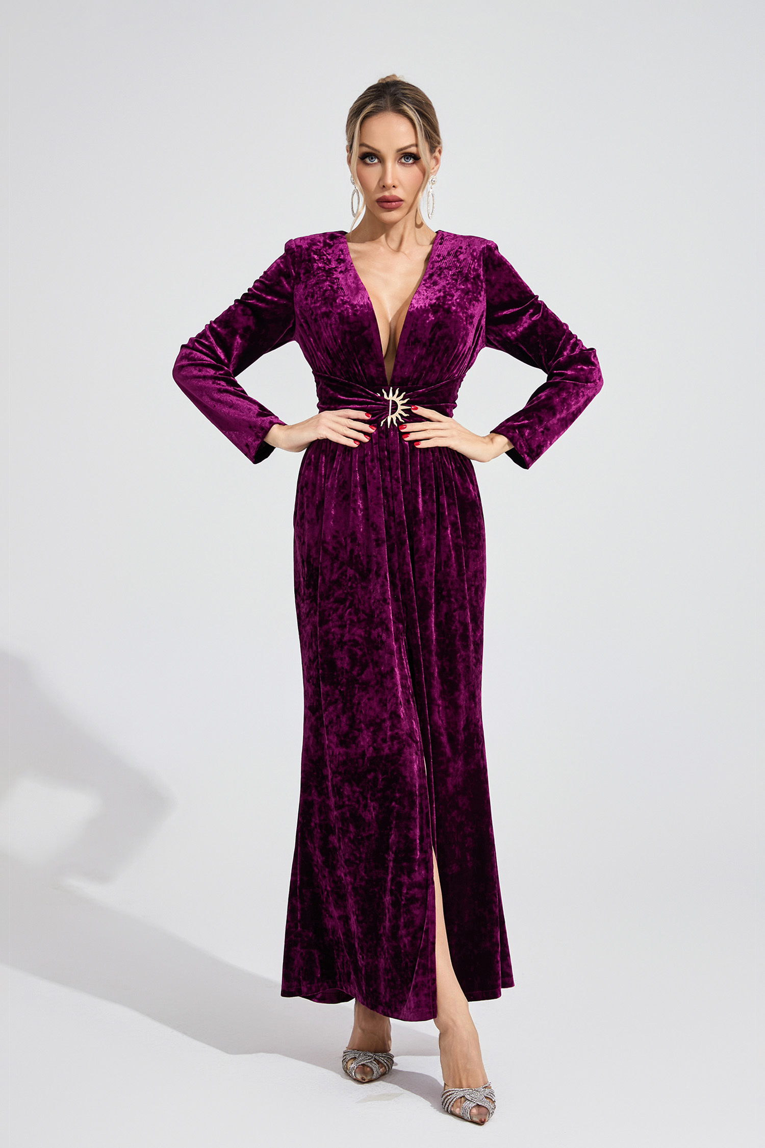 Wynne Purple Velvet Maxi Dress