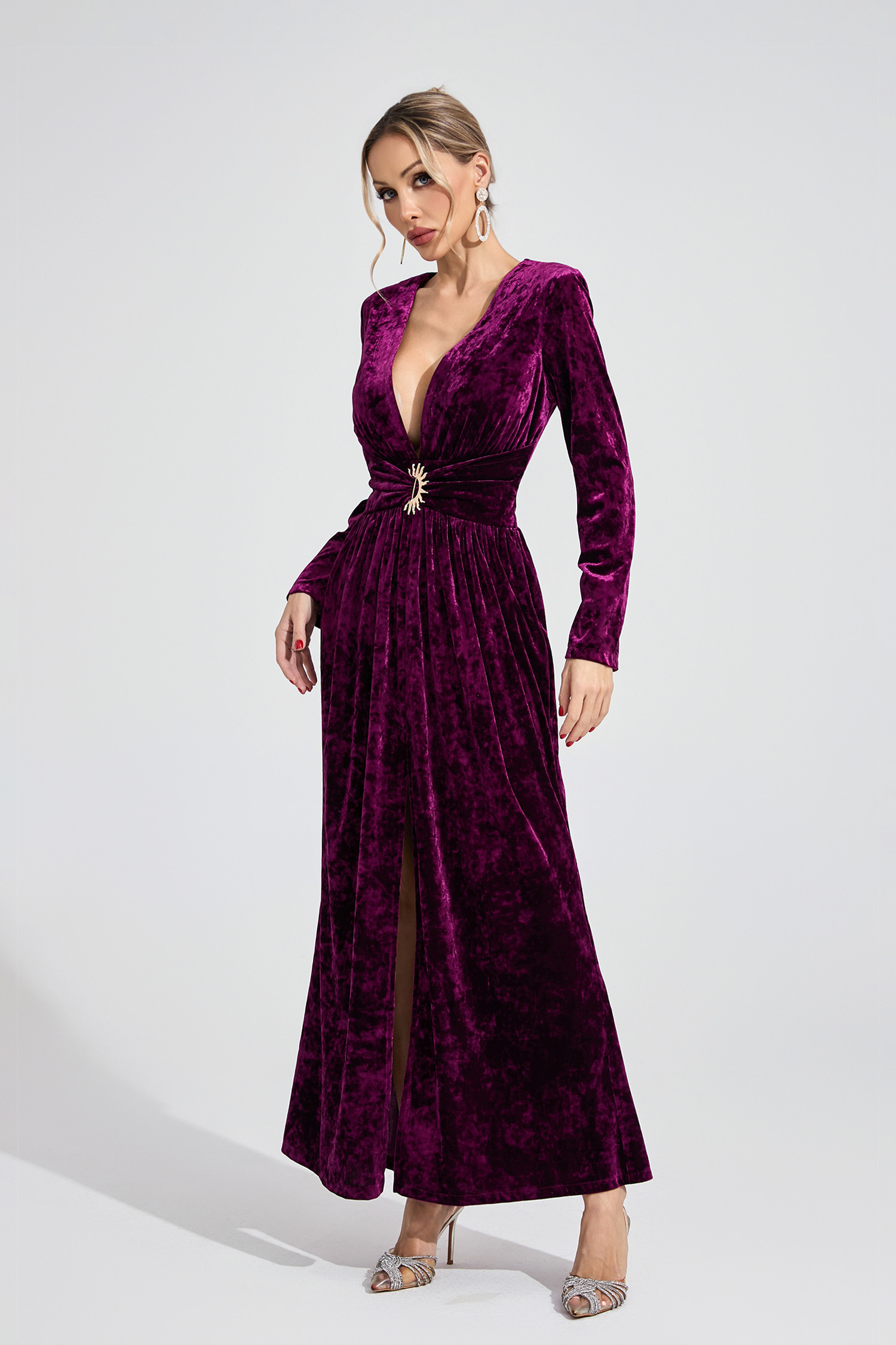 Wynne Purple Velvet Maxi Dress