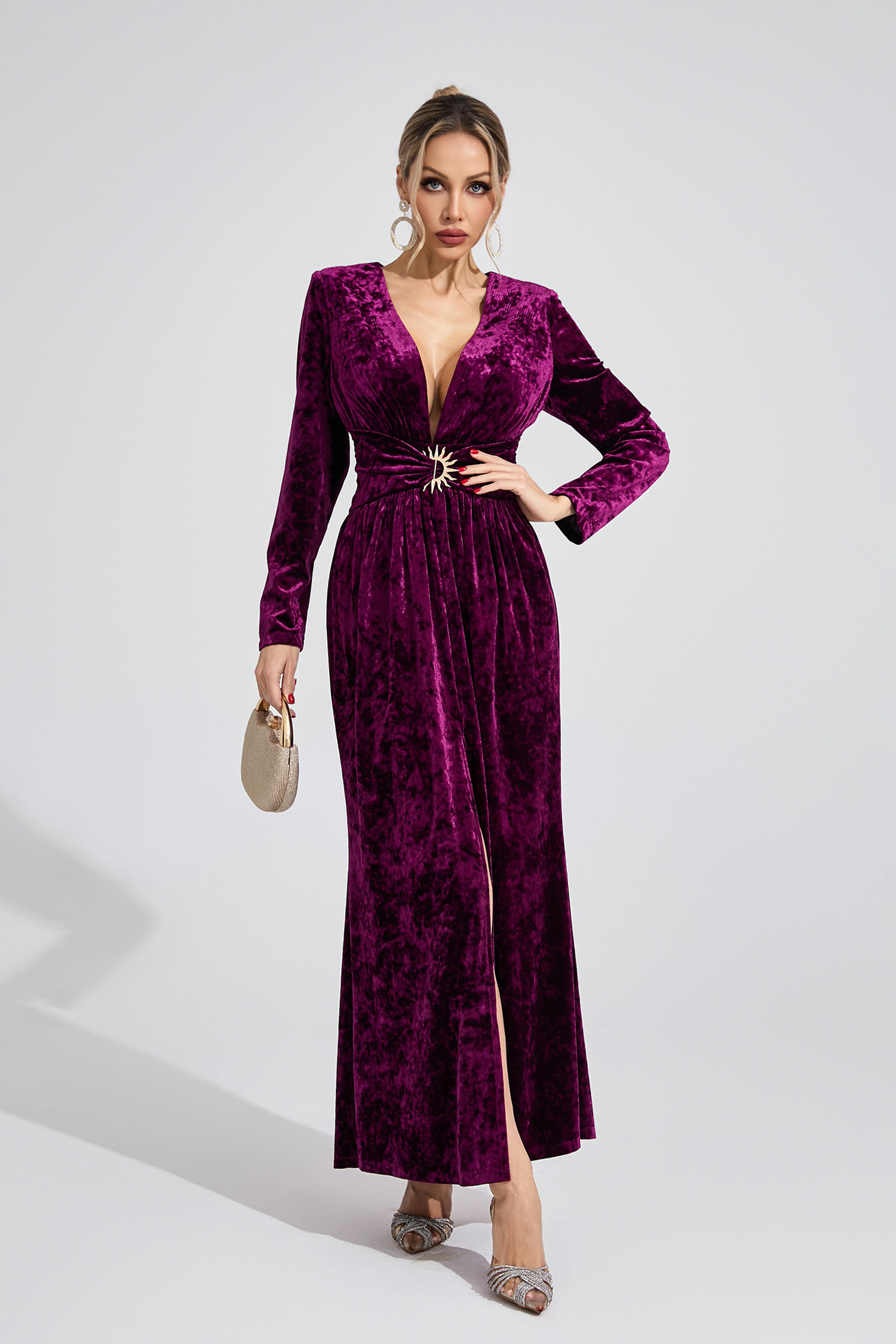 Wynne Purple Velvet Maxi Dress