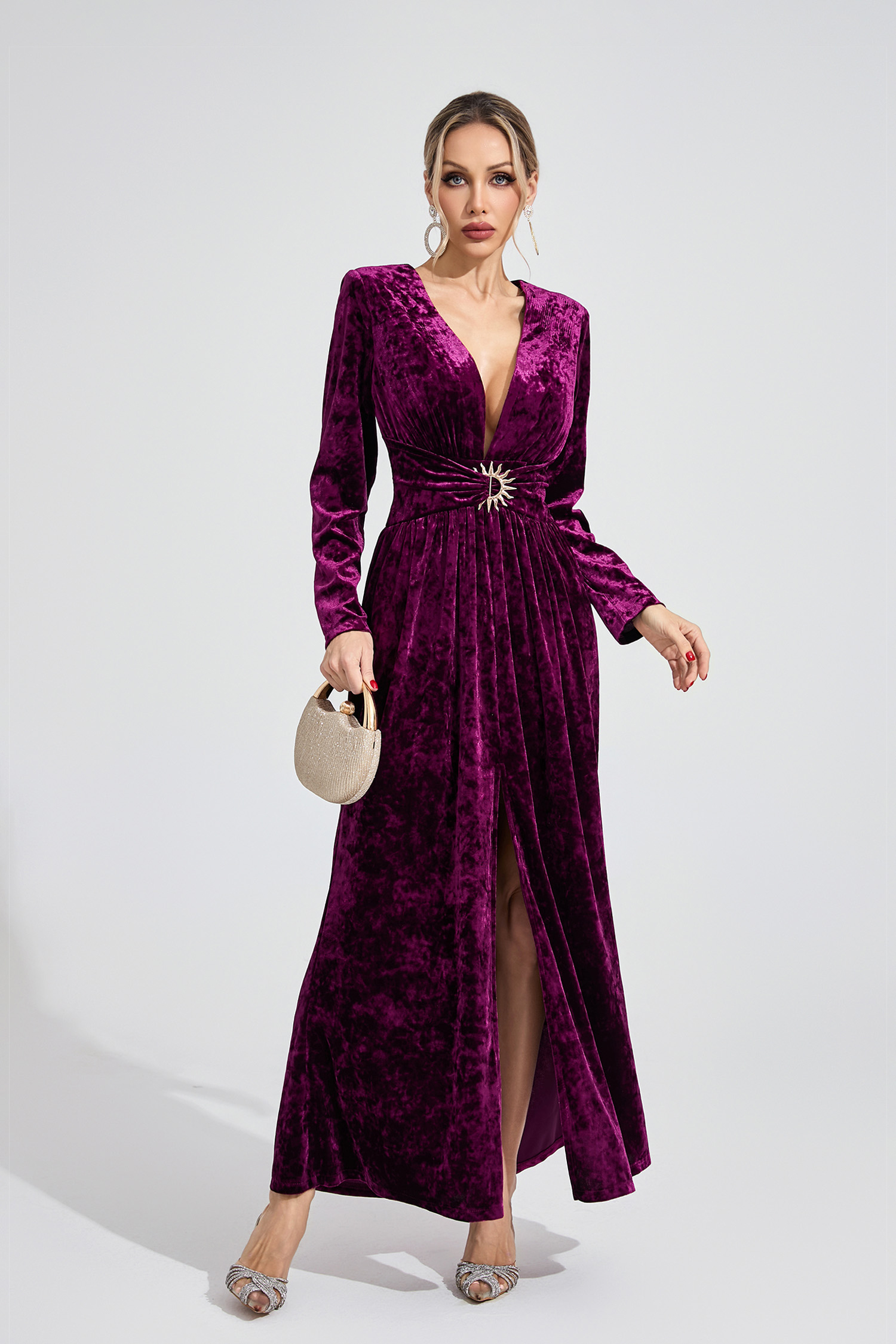 Wynne Purple Velvet Maxi Dress