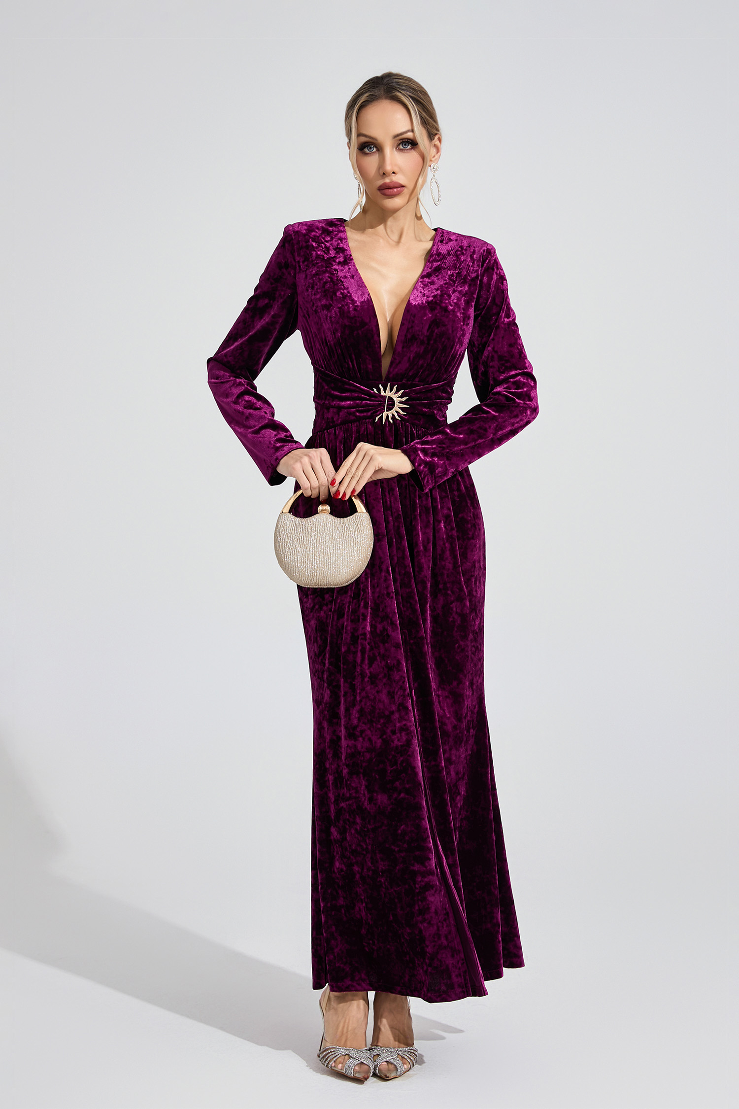 Wynne Purple Velvet Maxi Dress