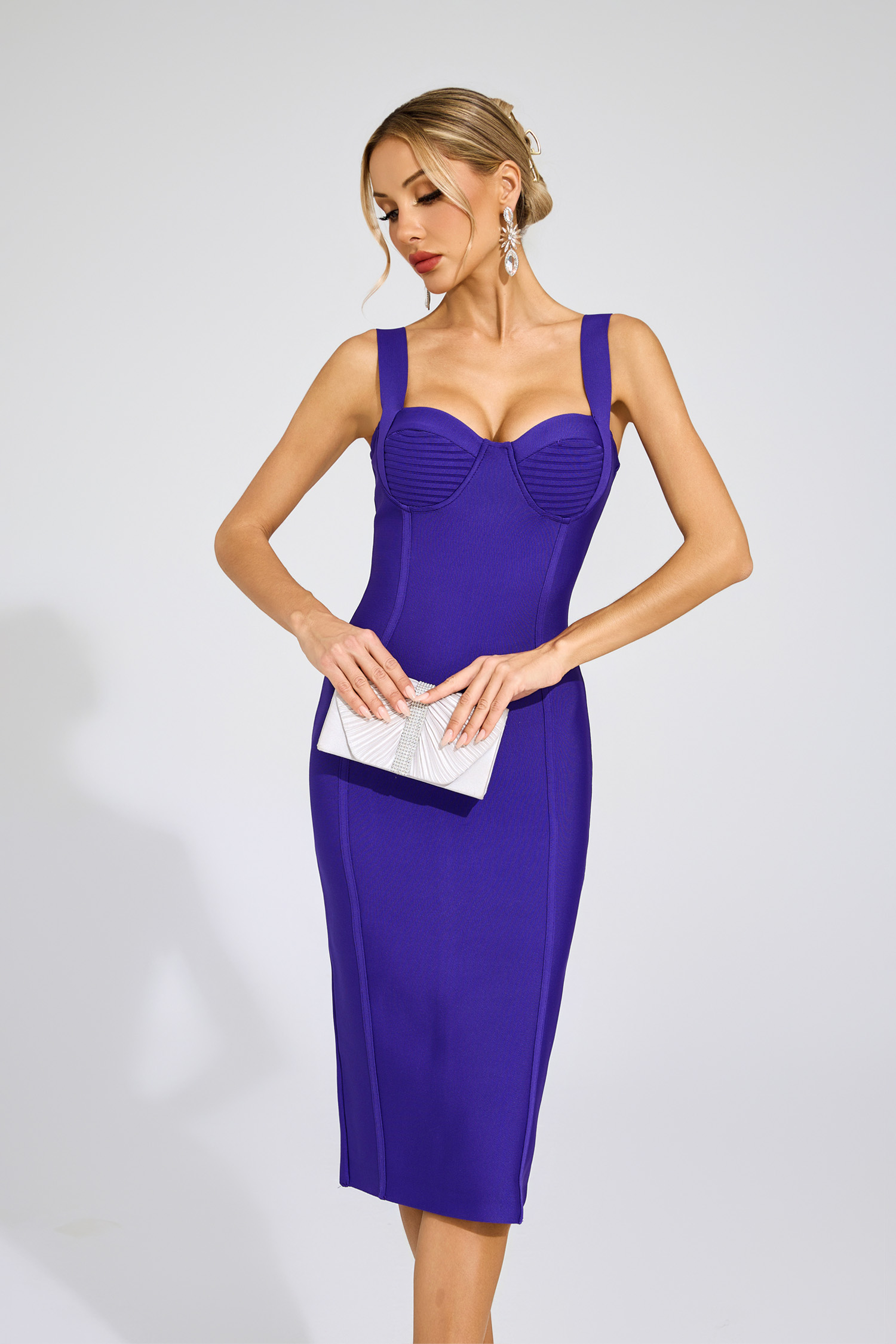 Yeates Purple Backless Bandage Dress
