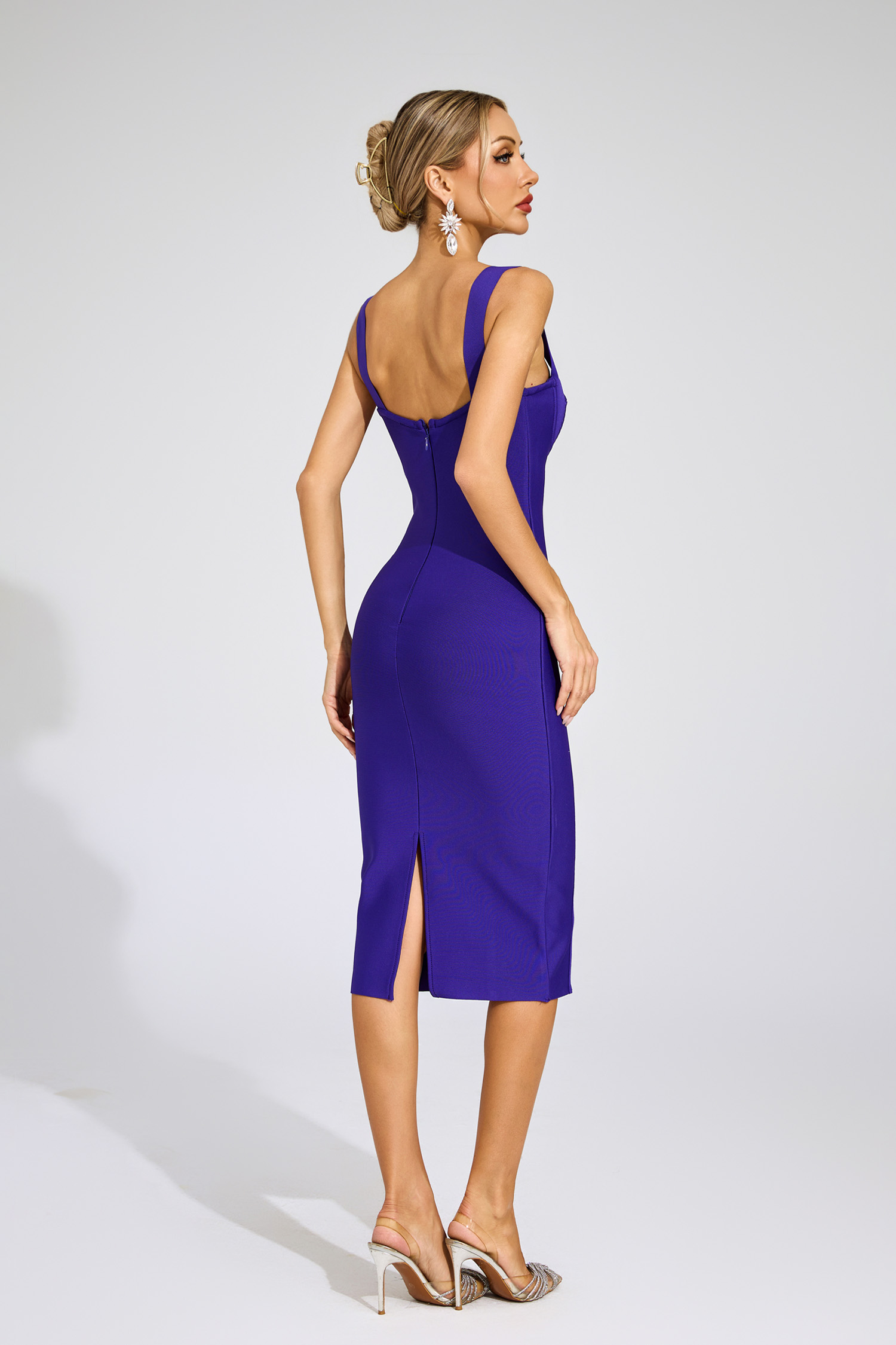 Yeates Purple Backless Bandage Dress