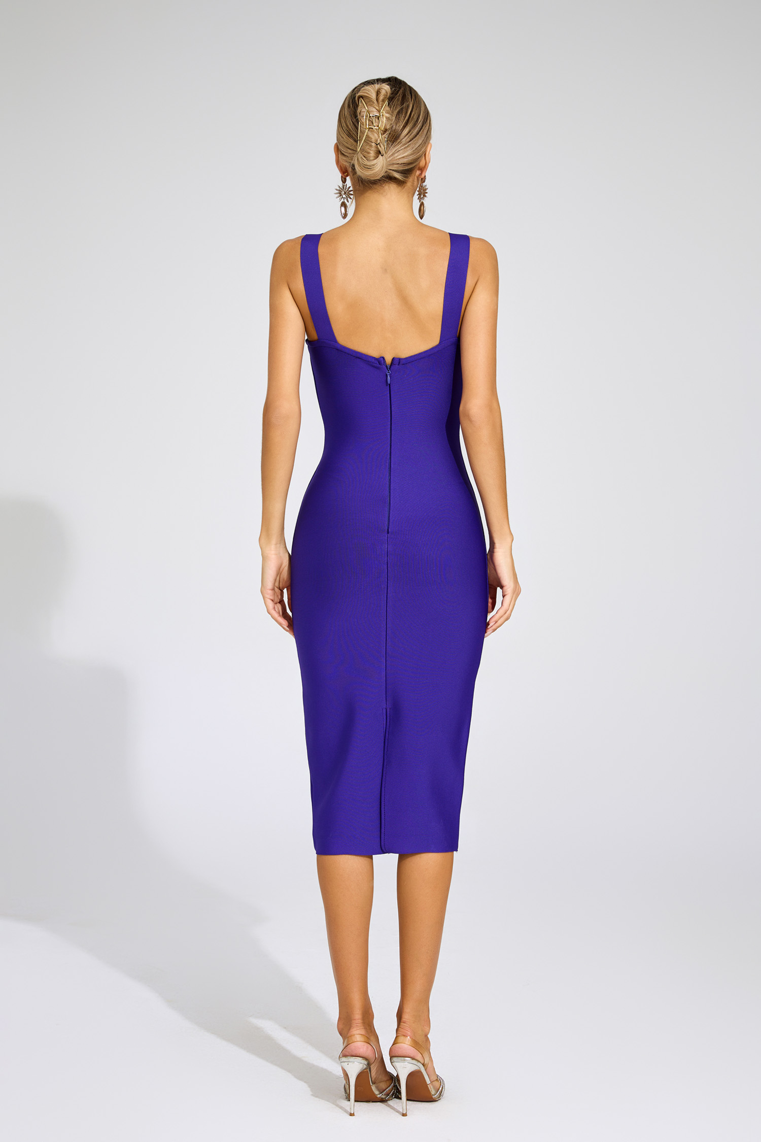 Yeates Purple Backless Bandage Dress