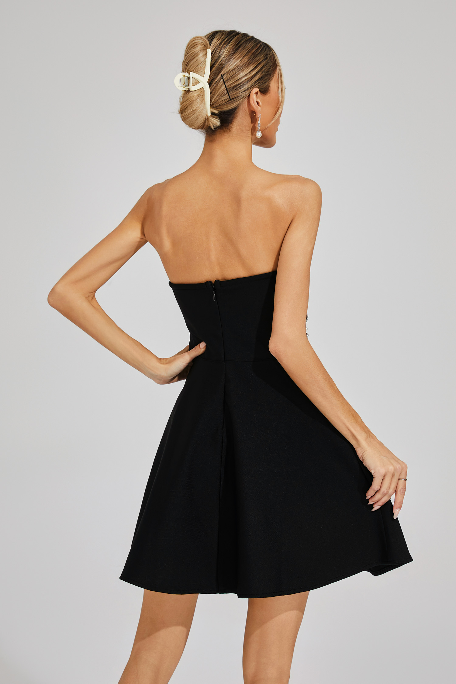 Yehudi Black Diamond Embellished Mini Dress