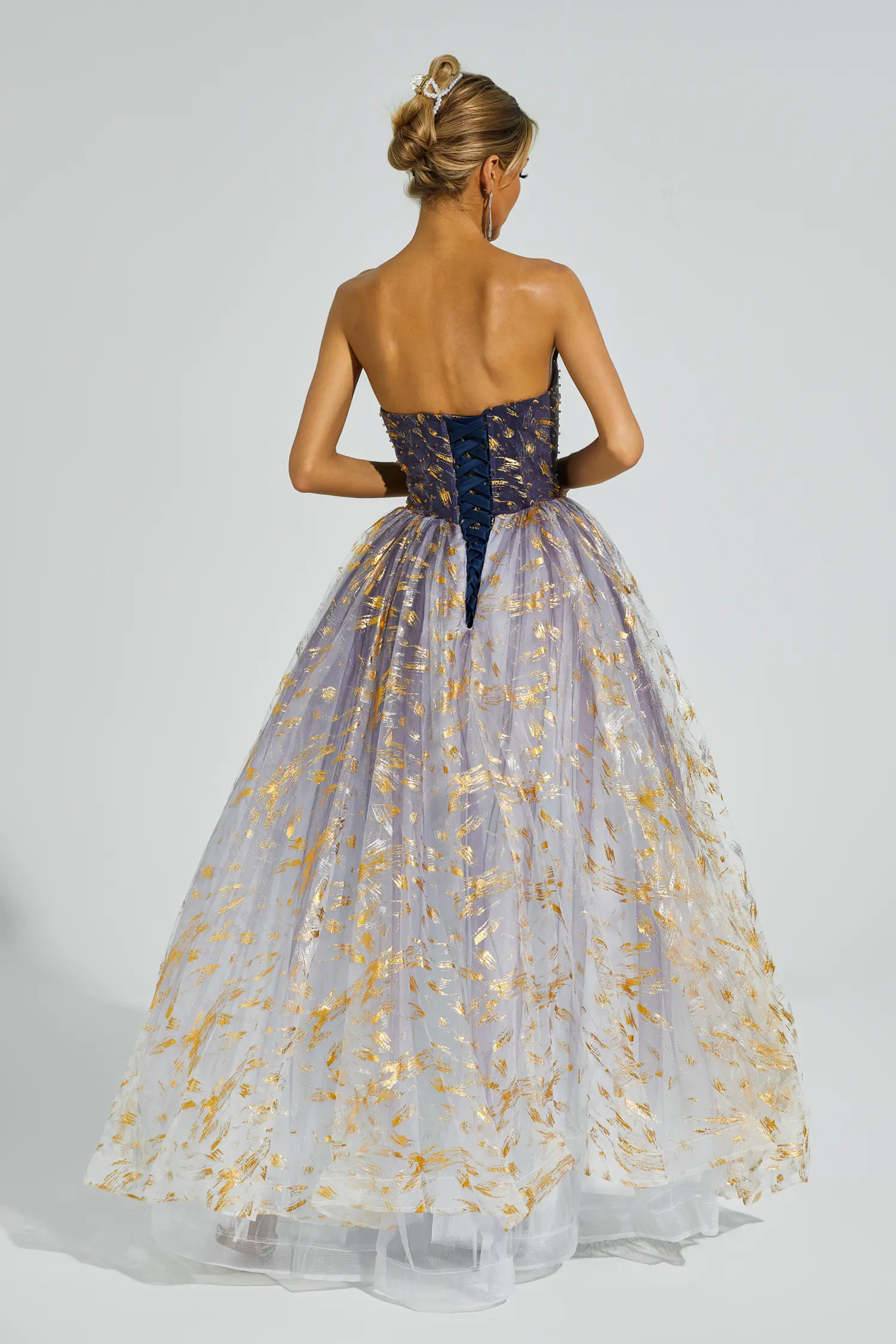 Yetta Gradient Blue Off Shoulder Tutu Dress-CATCHALL