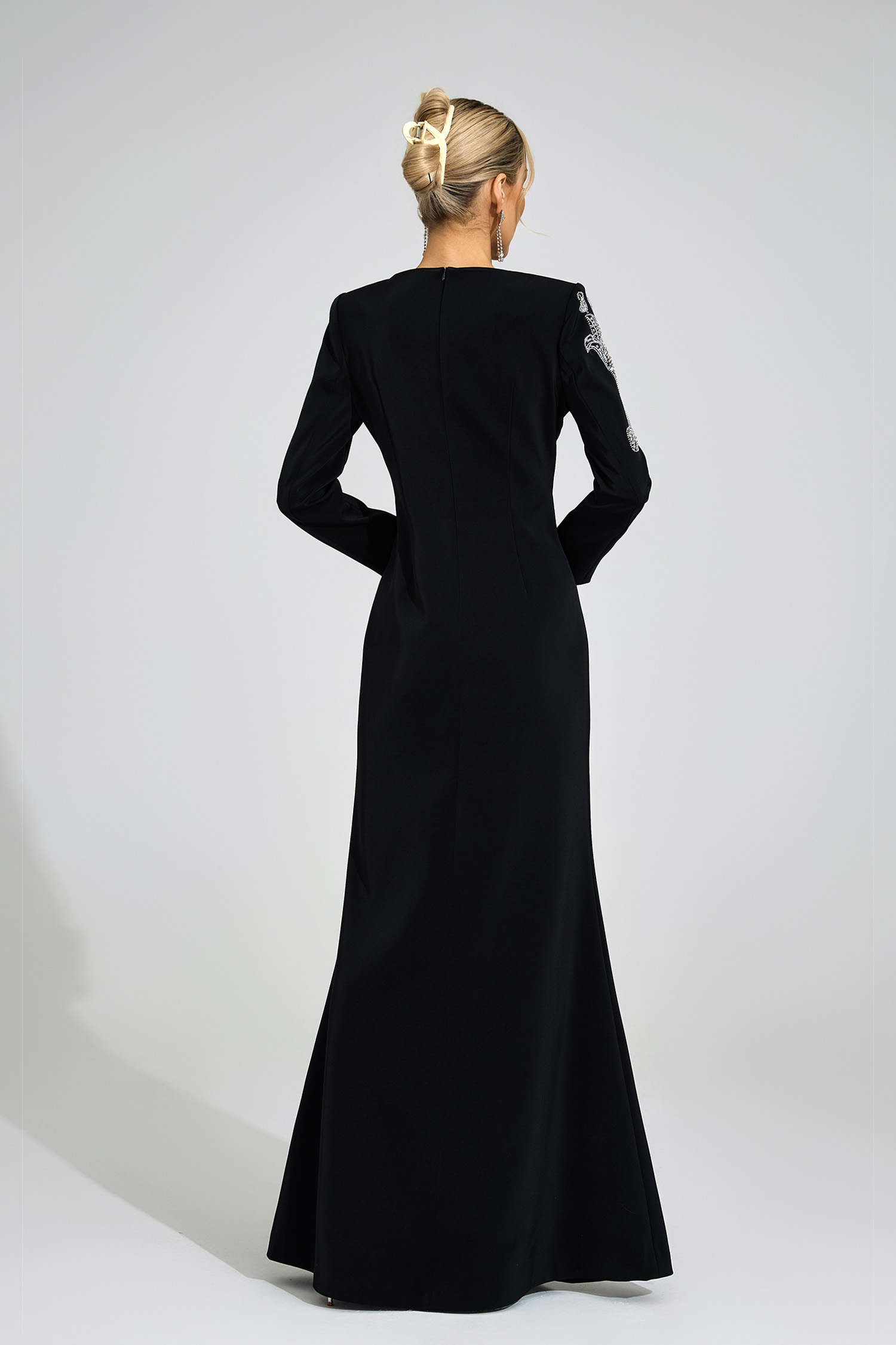 Yseult Black Embroidered Maxi Dress