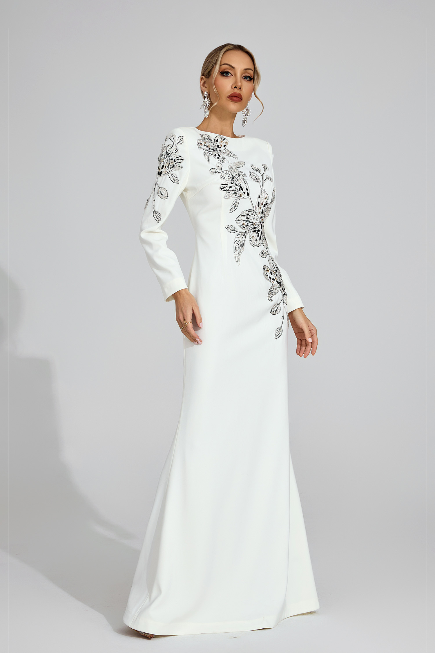 Yseult White Embroidered Maxi Dress