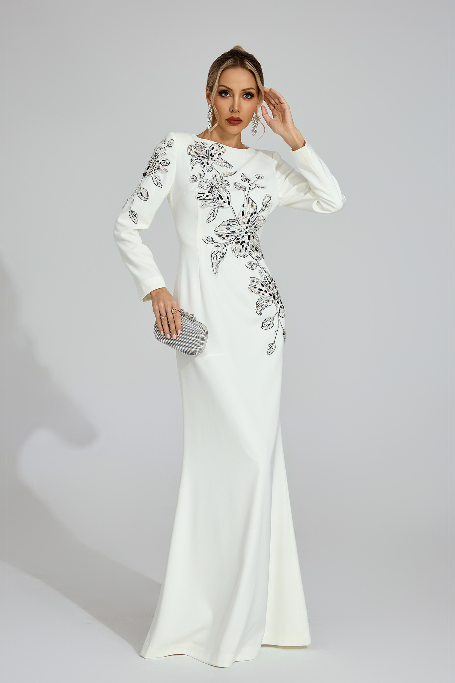 Yseult White Embroidered Maxi Dress