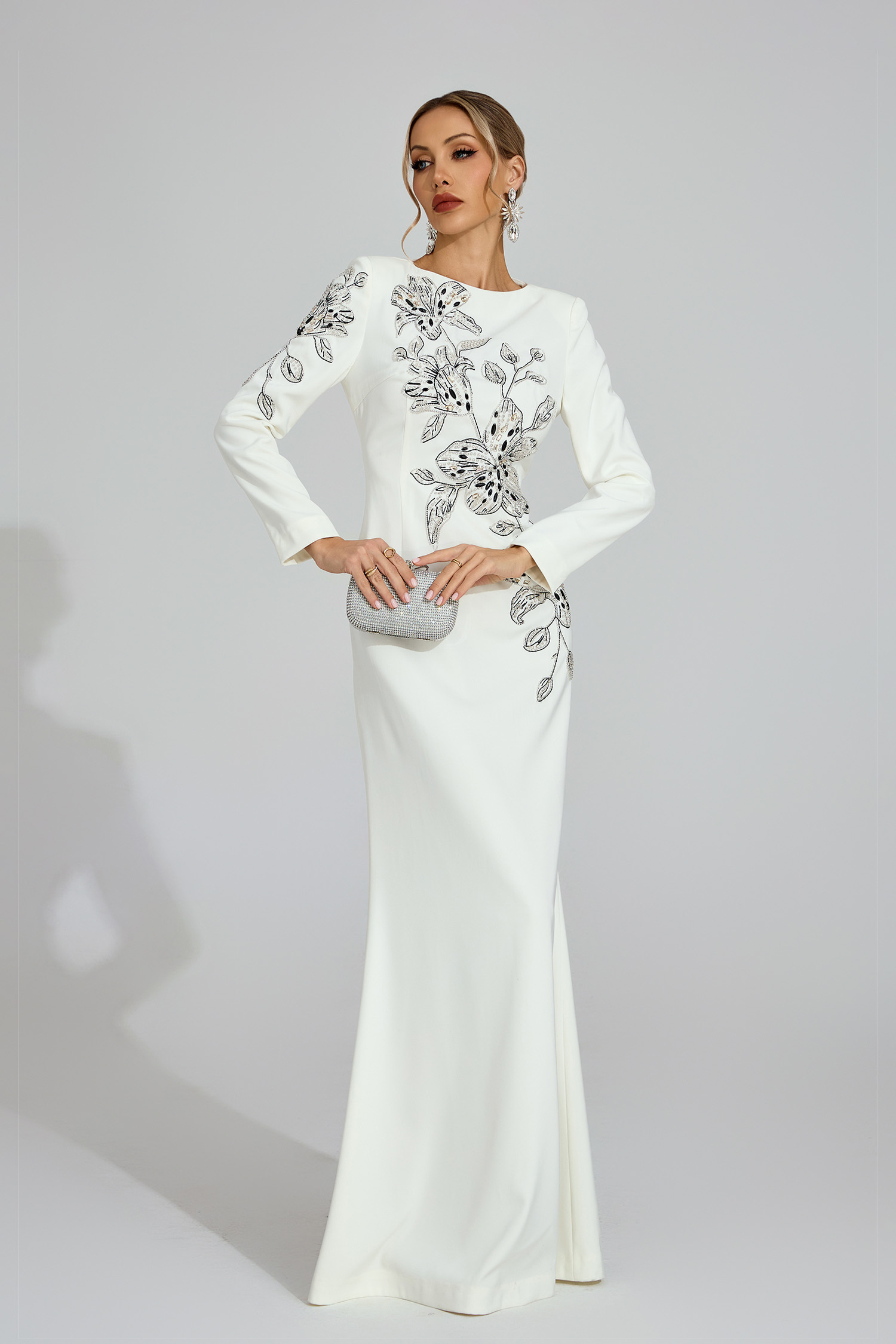 Yseult White Embroidered Maxi Dress