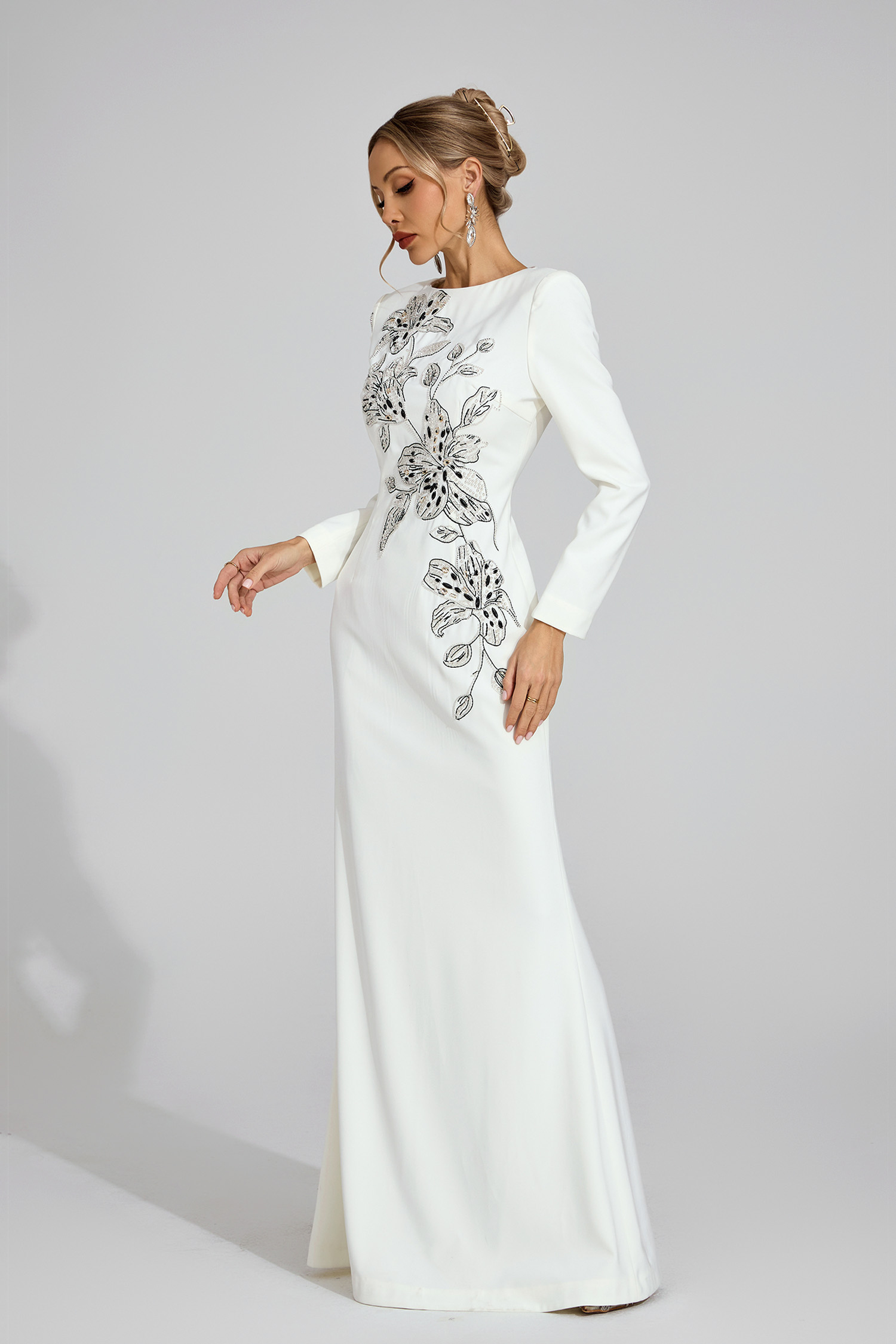 Yseult White Embroidered Maxi Dress