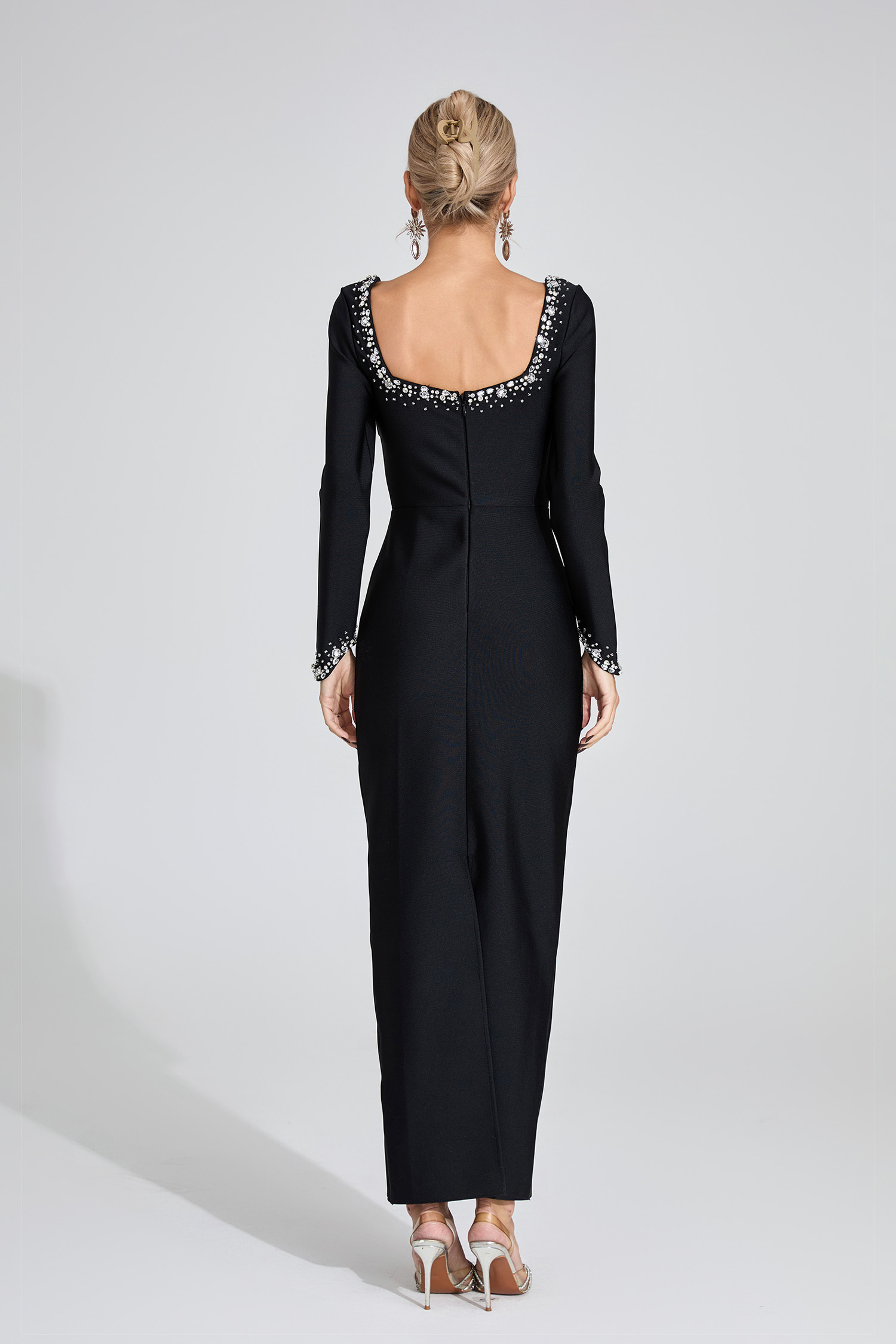 Yvaine Black Long Sleeve Maxi Dress