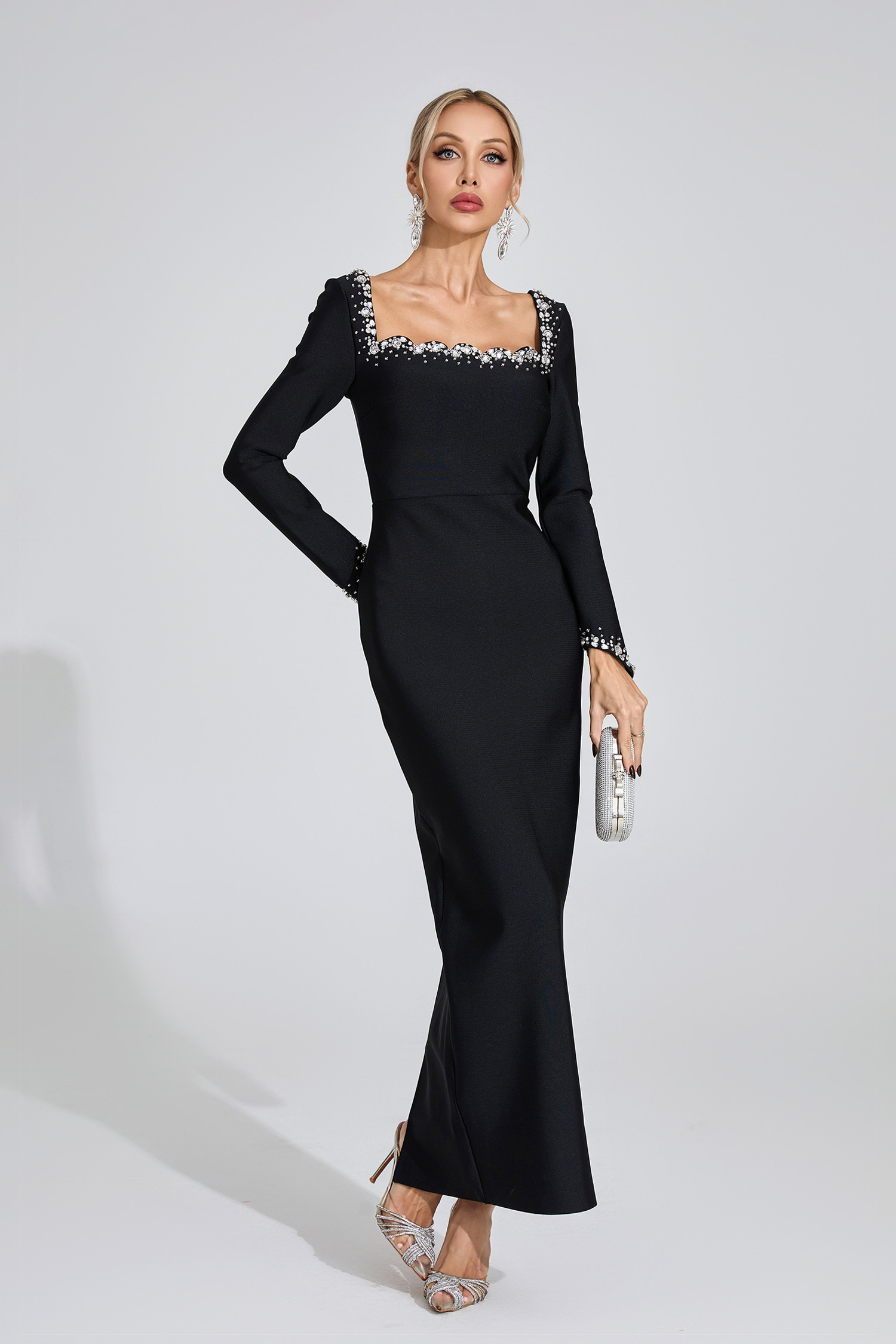 Yvaine Black Long Sleeve Maxi Dress