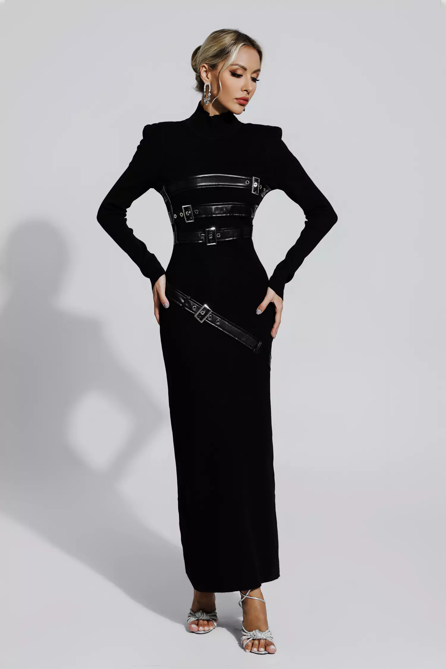 Zelda Black PU Maxi Dress-CATCHALL