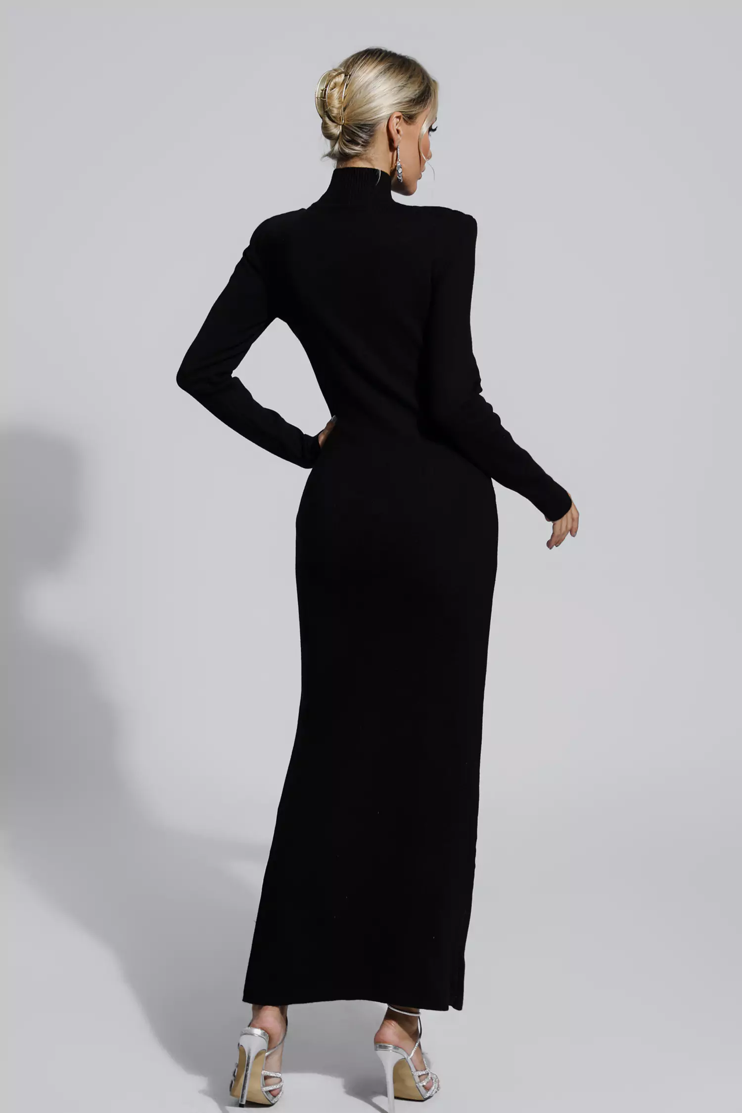 Zelda Black PU Maxi Dress-CATCHALL
