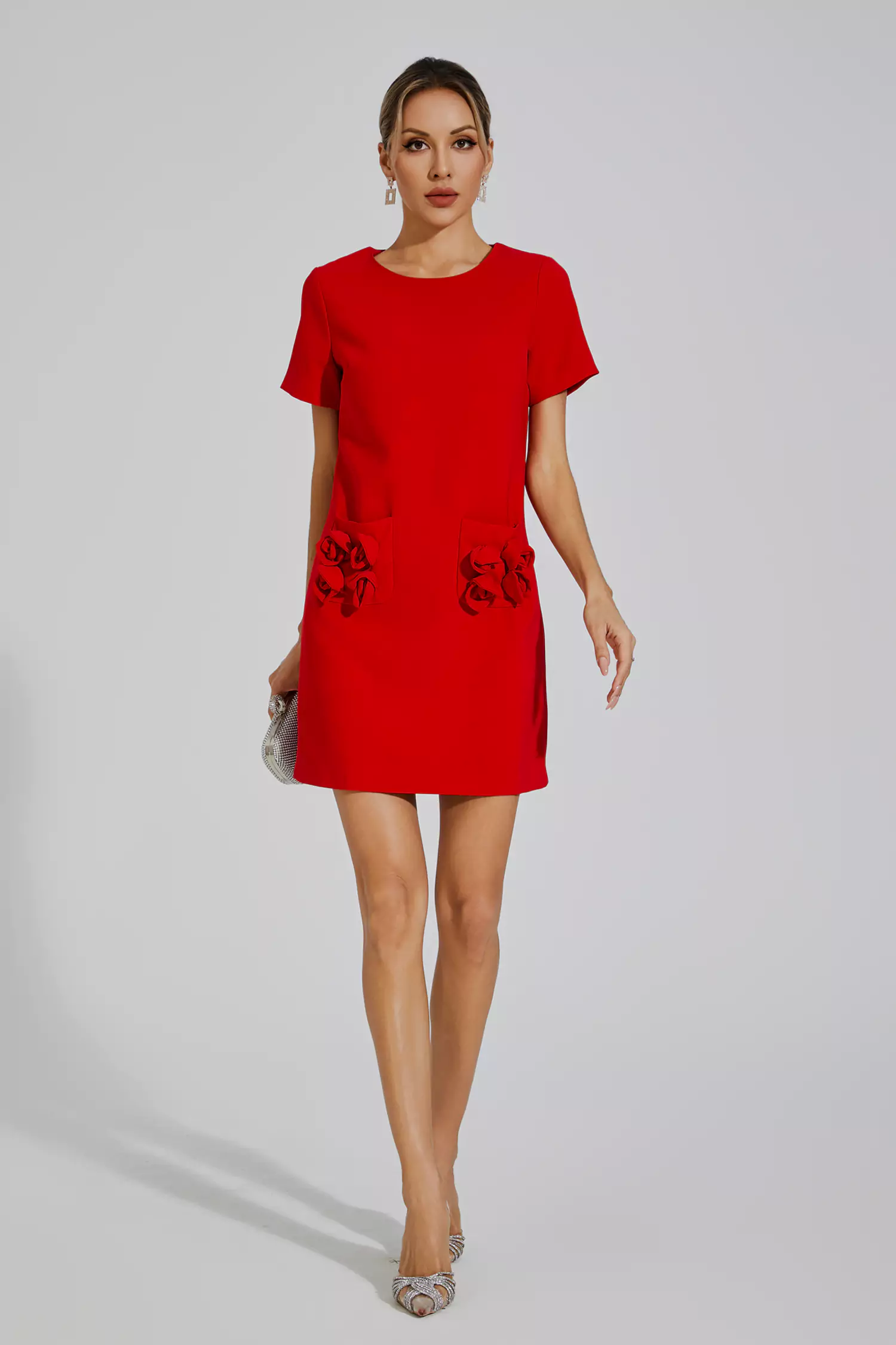 Zendaya Red Rose Mini Dress-CATCHALL