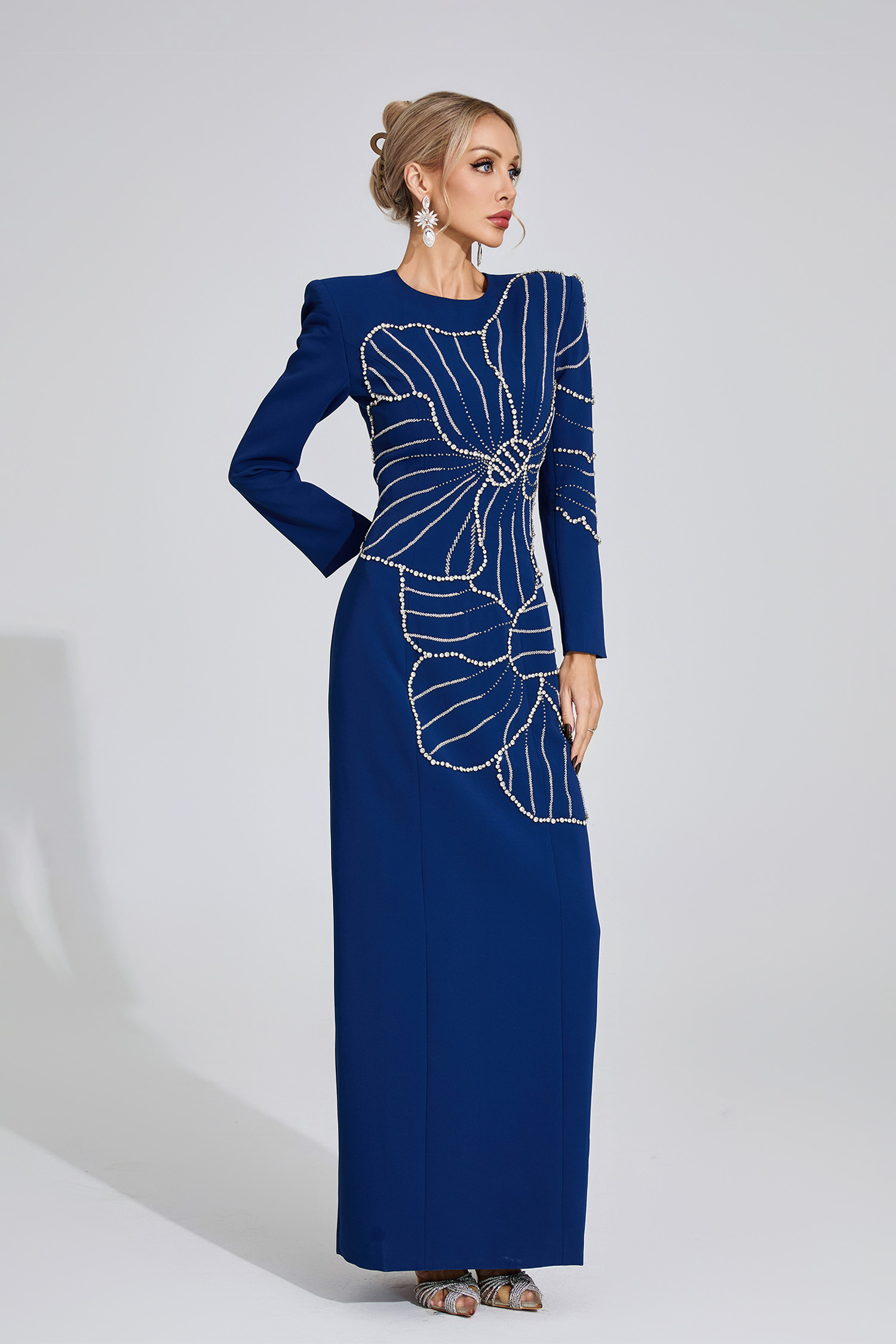 Zenobia Dark Blue Diamond Maxi Dress