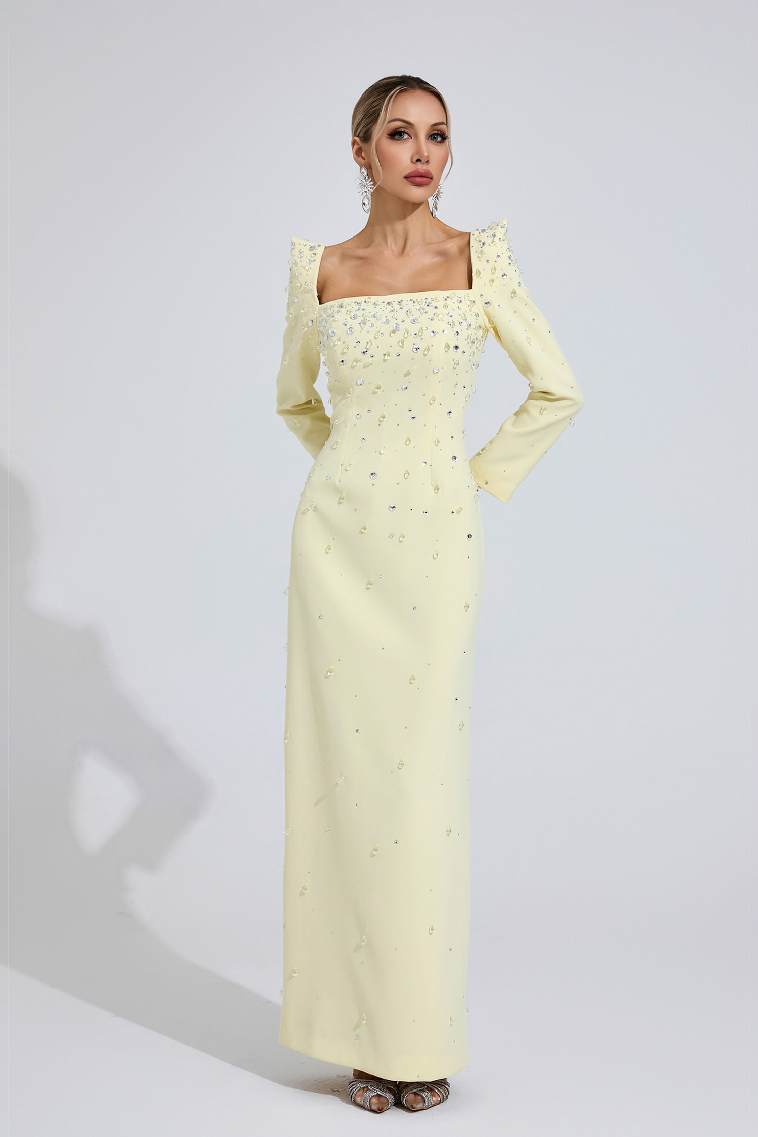  Zipporah Yellow Diamond Maxi Dress