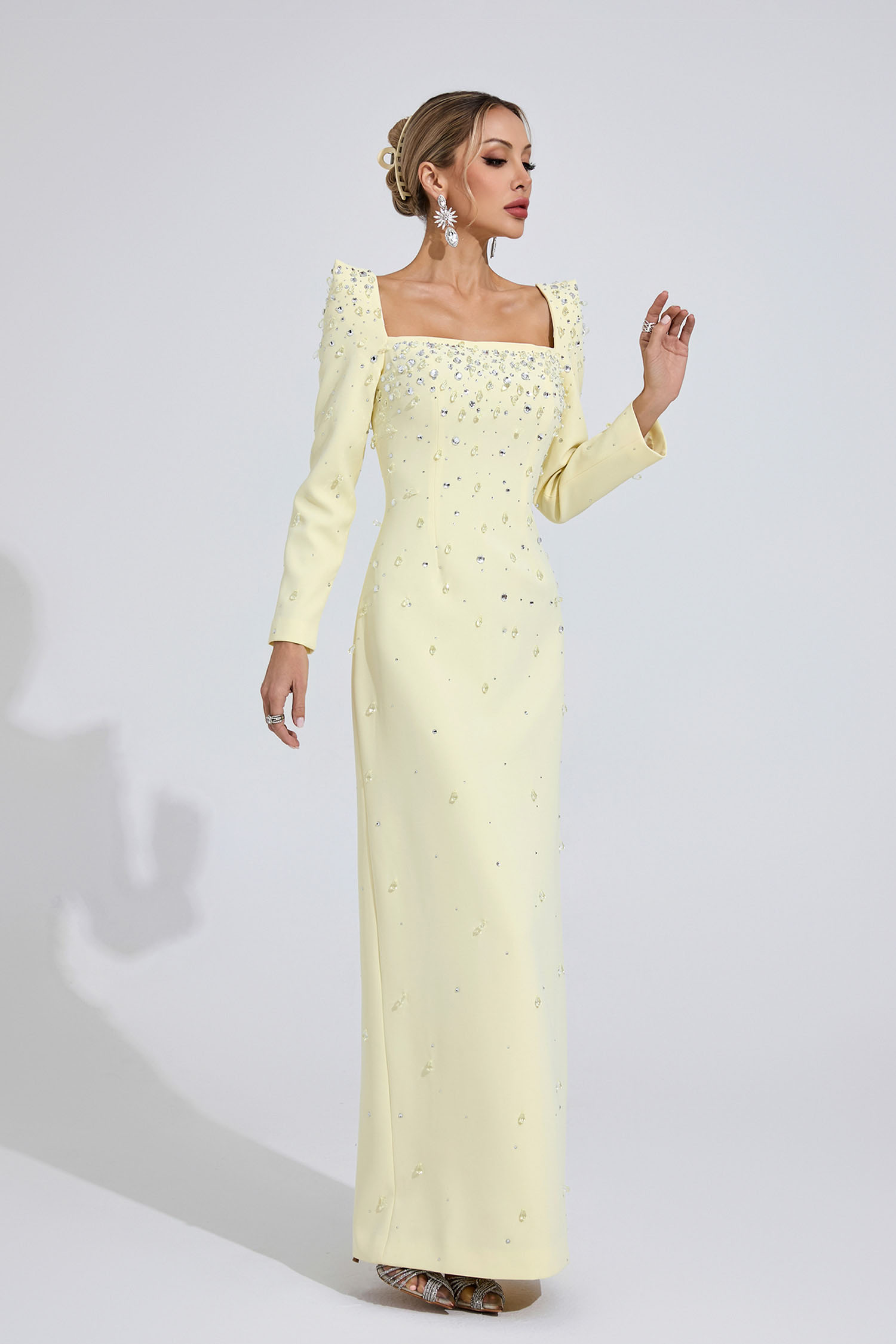  Zipporah Yellow Diamond Maxi Dress