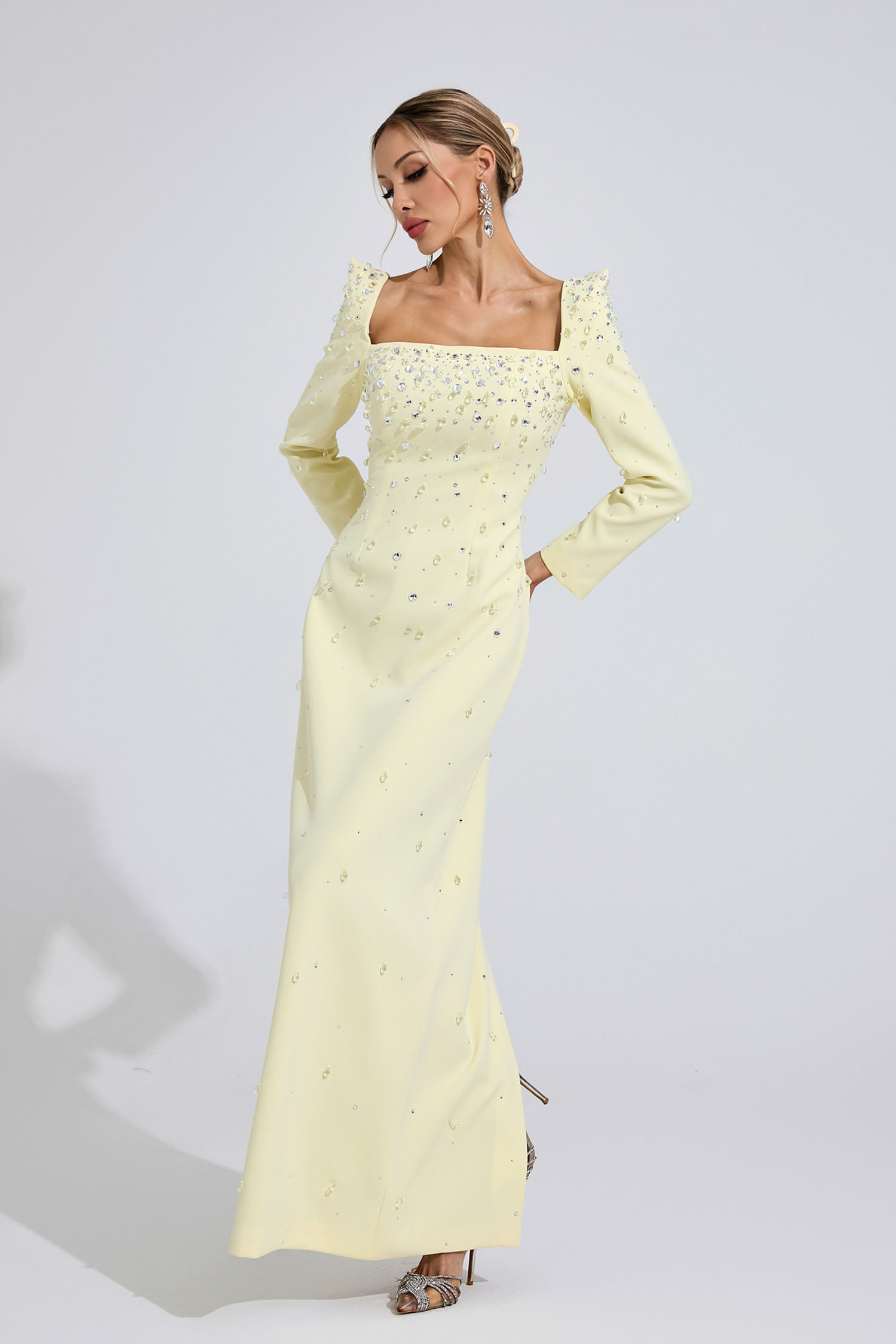  Zipporah Yellow Diamond Maxi Dress