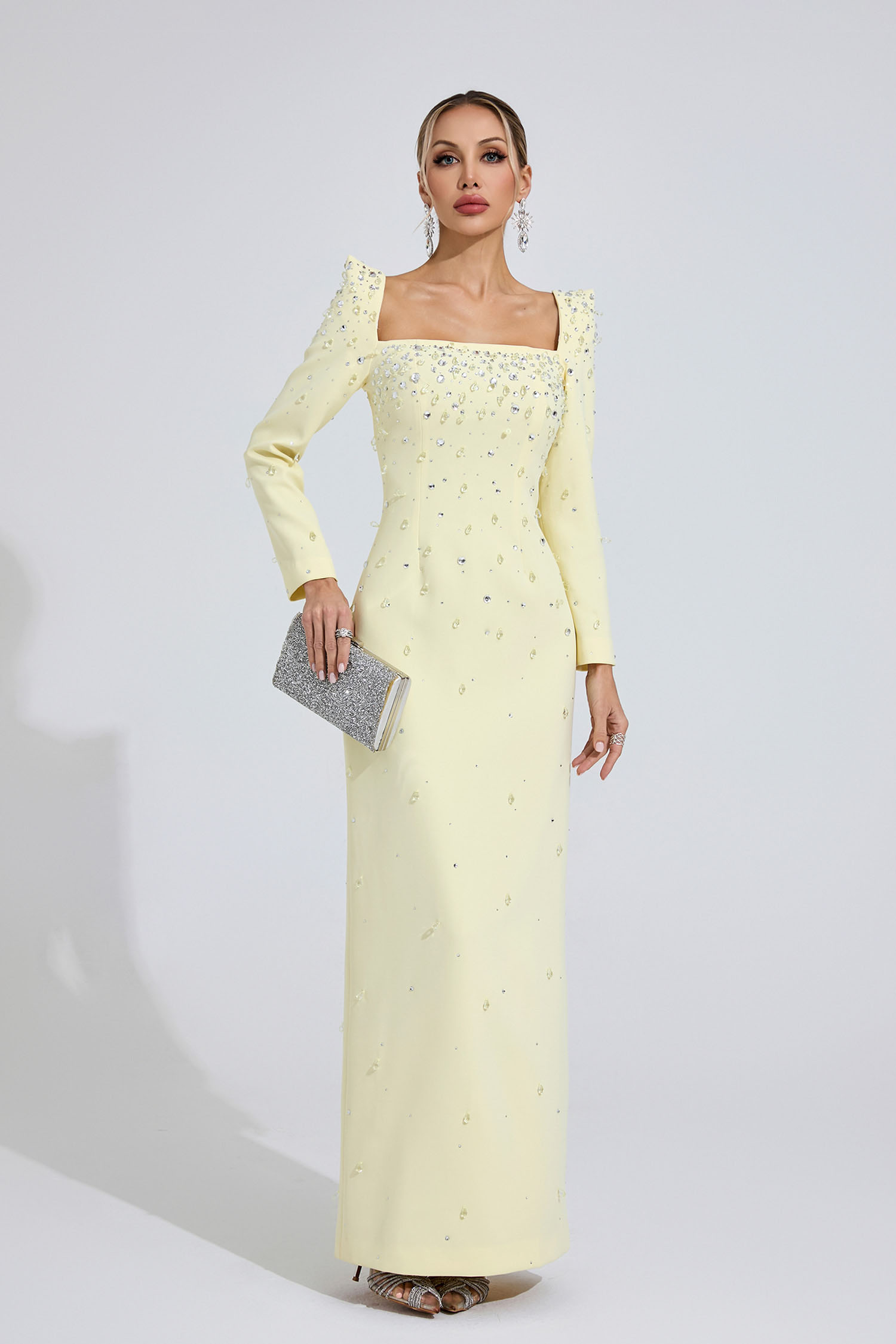  Zipporah Yellow Diamond Maxi Dress