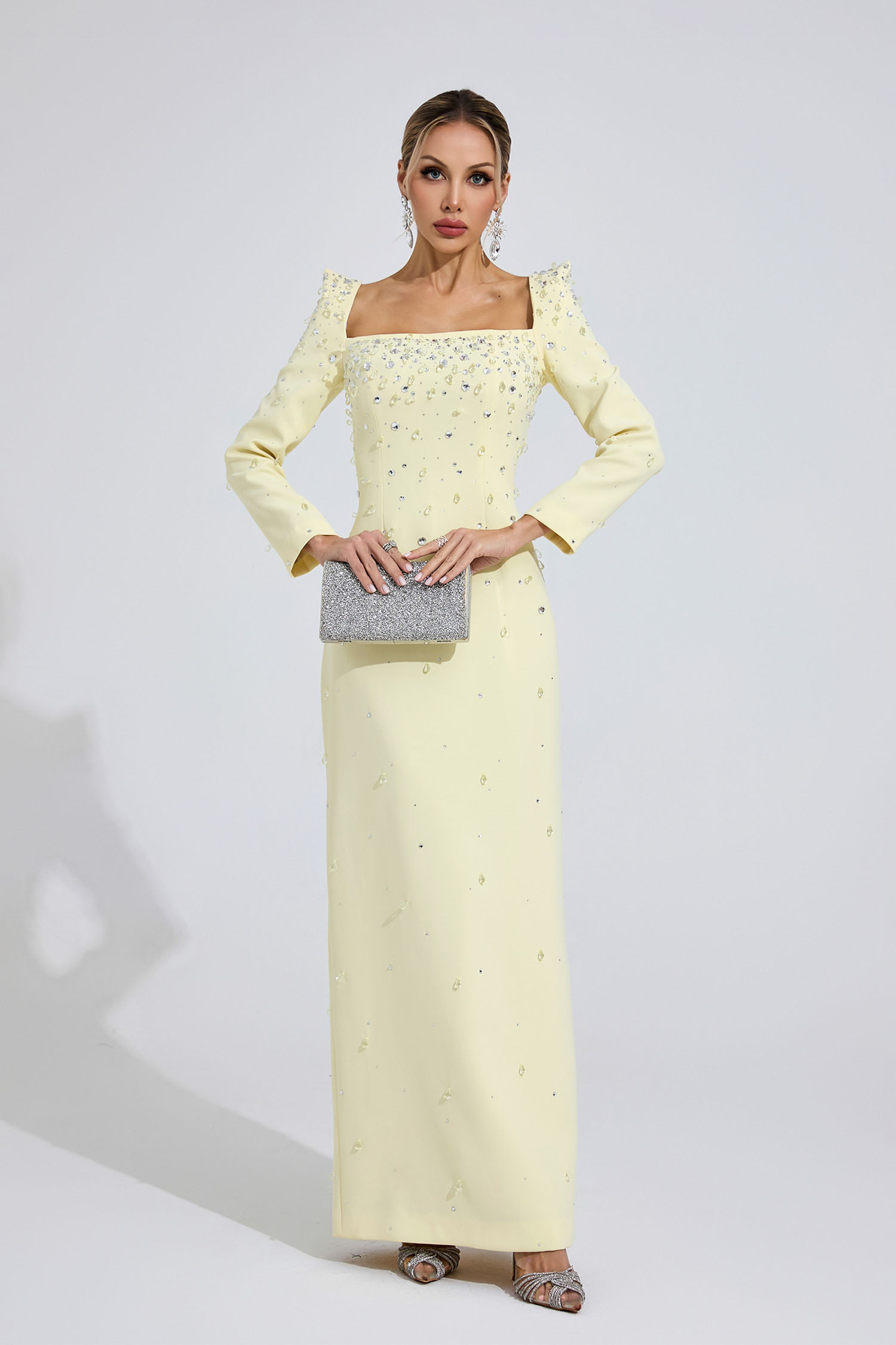  Zipporah Yellow Diamond Maxi Dress