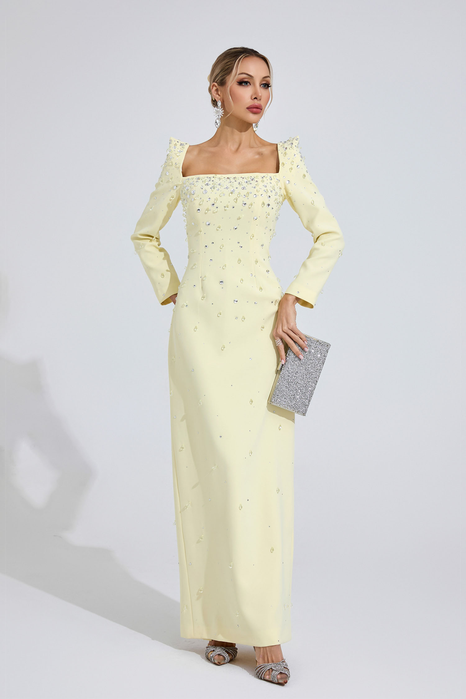  Zipporah Yellow Diamond Maxi Dress