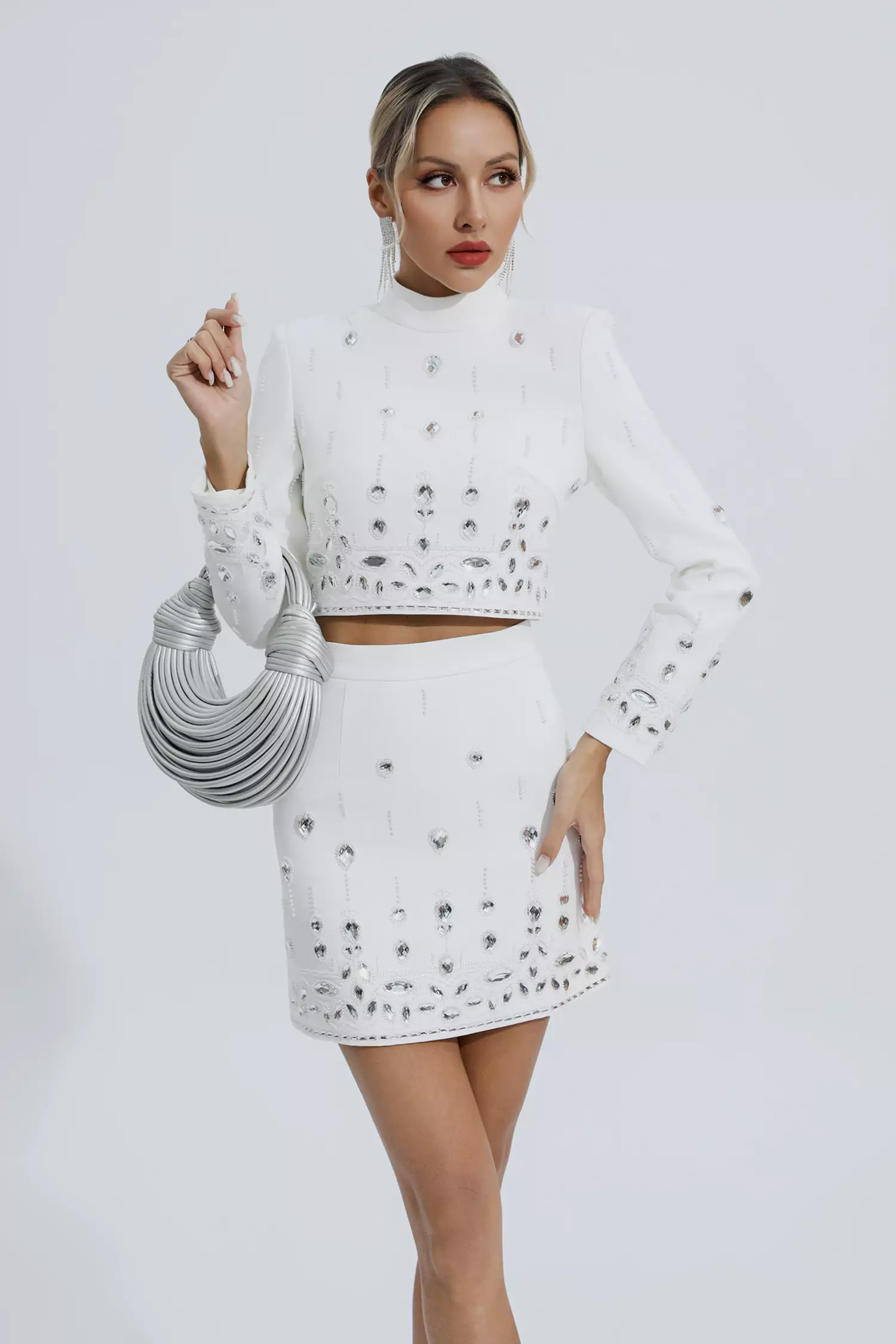 Cecelia White Crystal Embellished Set-CATCHALL
