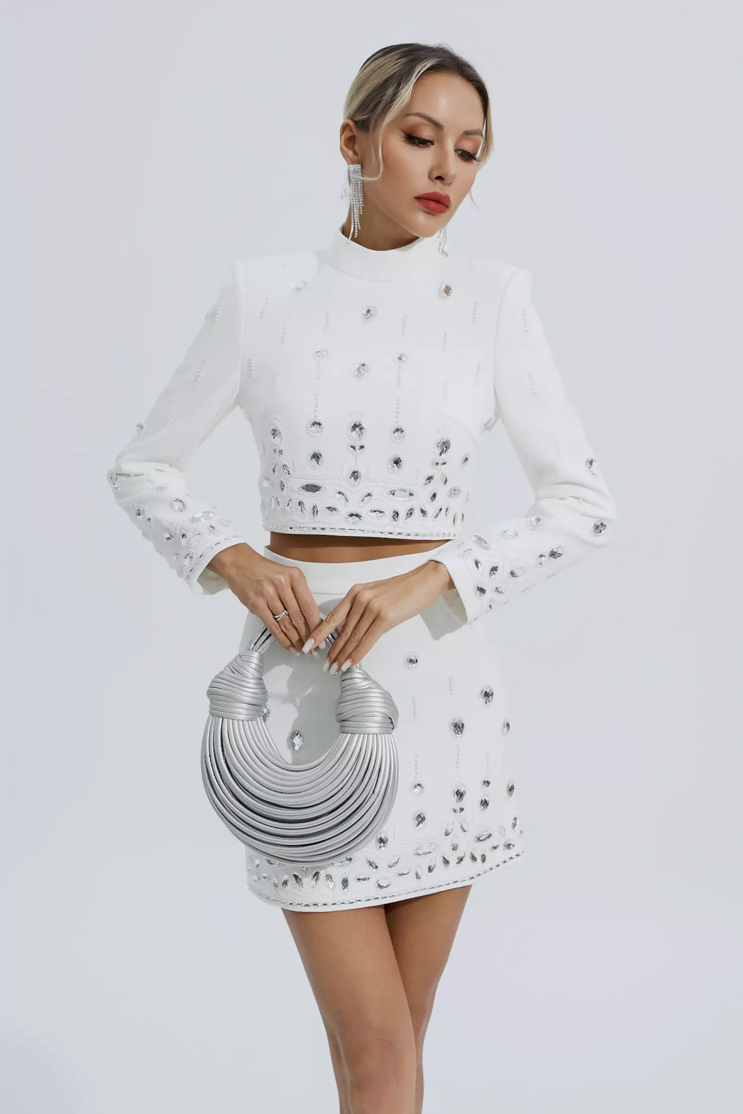 Cecelia White Crystal Embellished Set-CATCHALL