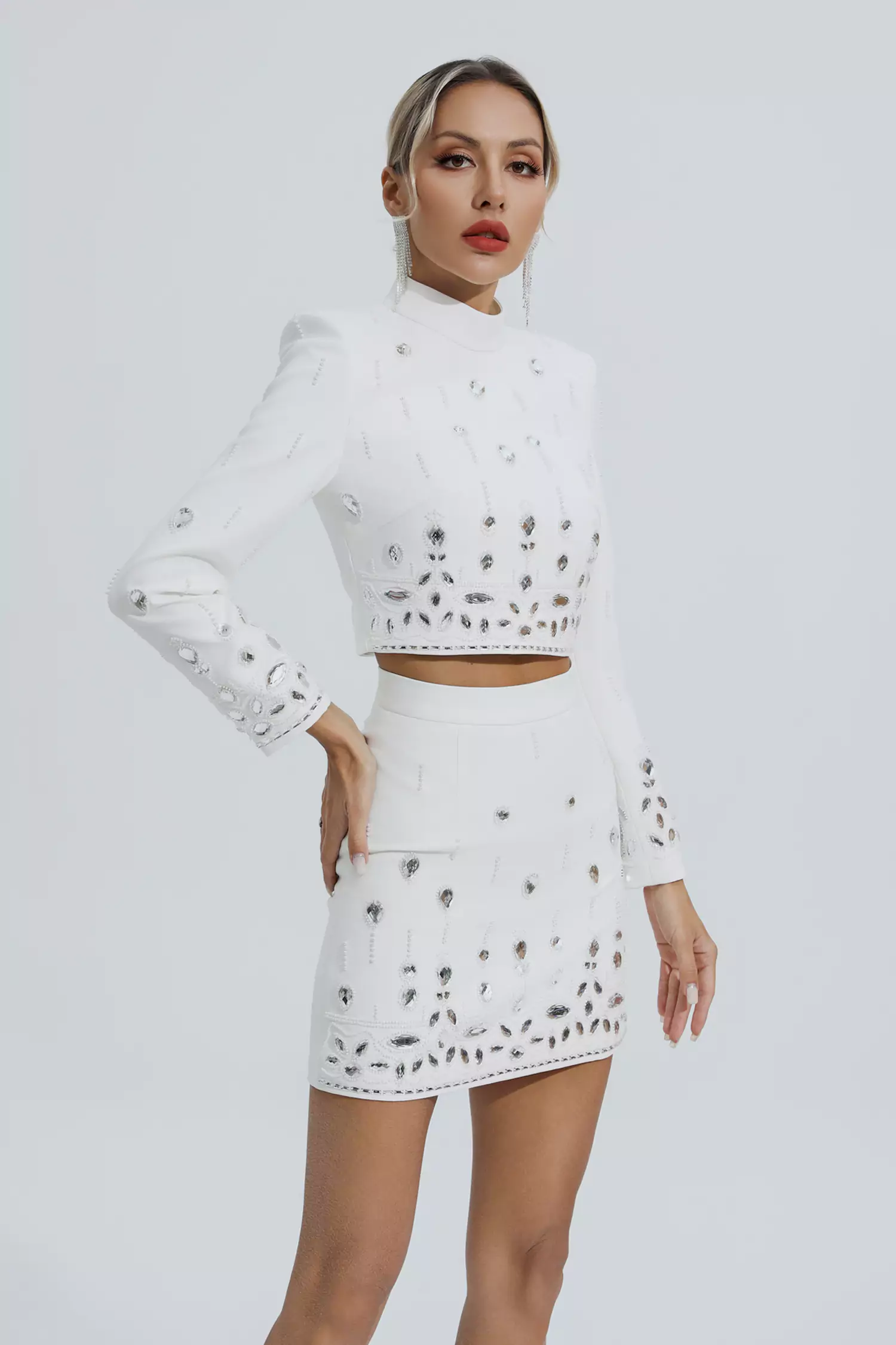 Cecelia White Crystal Embellished Set-CATCHALL