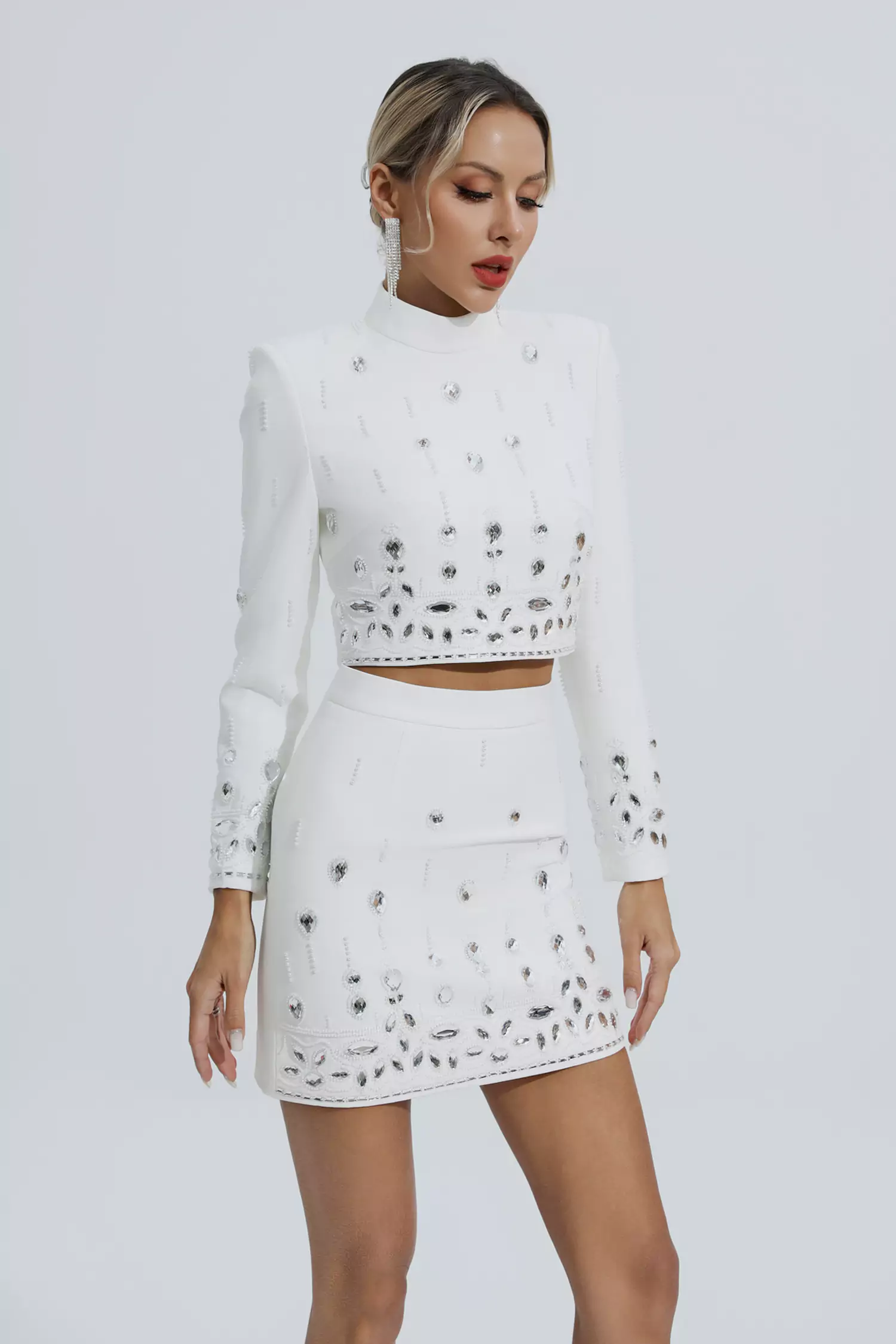 Cecelia White Crystal Embellished Set-CATCHALL
