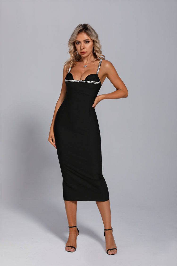 Black midi outlet bandage dress