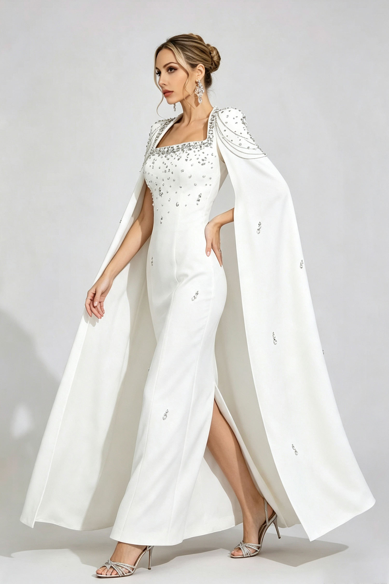 Ffion White Beaded Maxi Dress