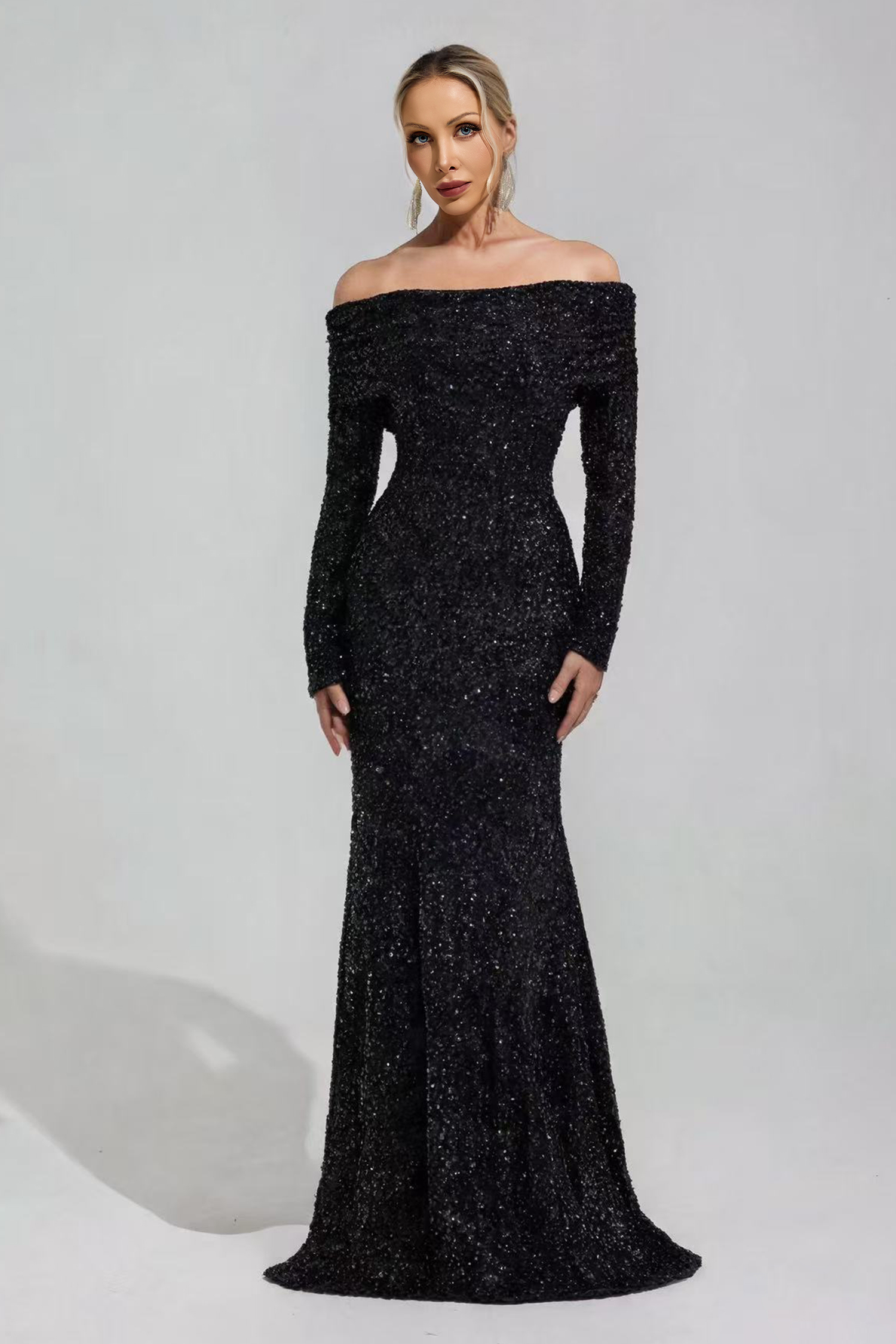 Odalys Black Sequin Maxi Dress