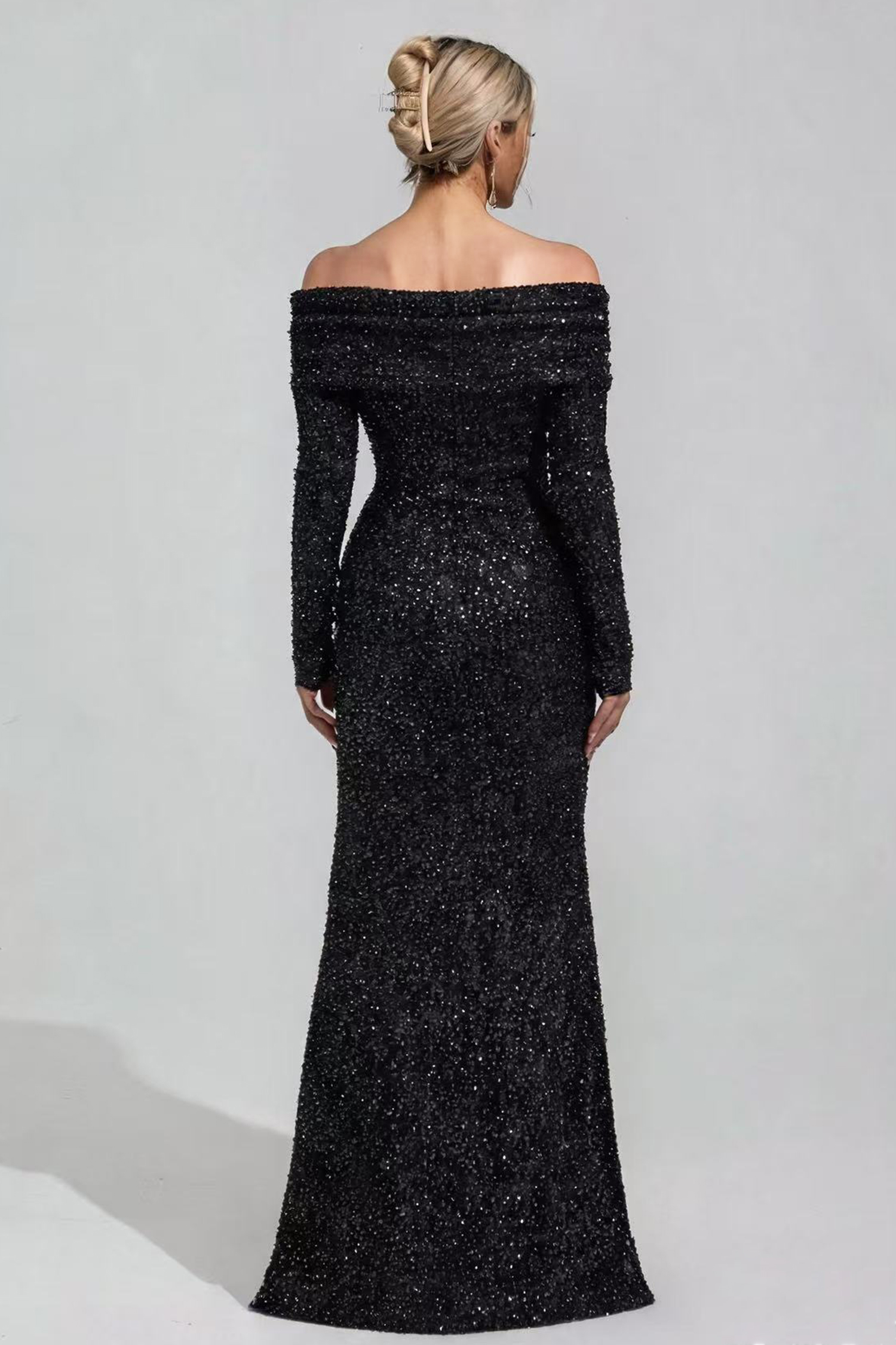Odalys Black Sequin Maxi Dress