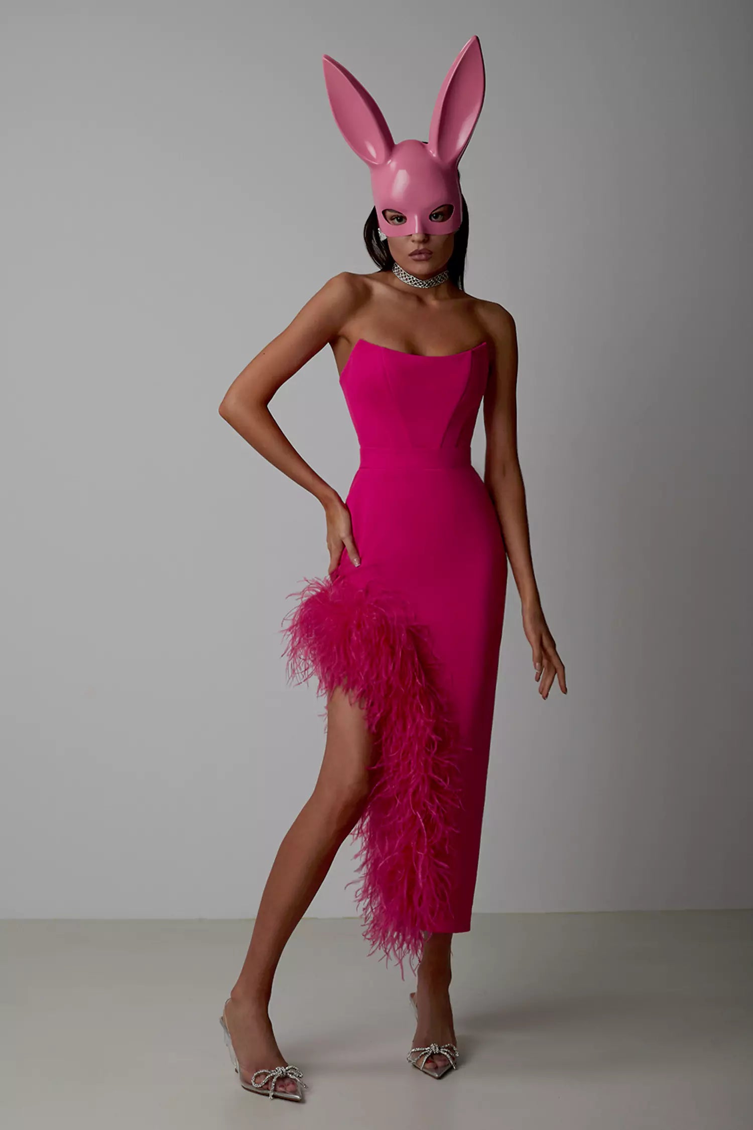 Payton Rose Red Feather Dress-CATCHALL