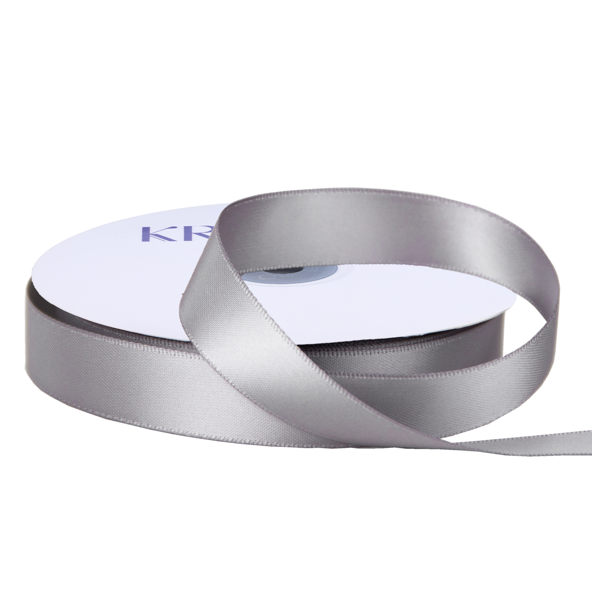 KRYVUS Double Faced 5/8" Silver Polyester Satin Ribbon Continuous 25 Yards Use for Bows Bouquet,Christmas Gift Wrapping,Floral Arrangement