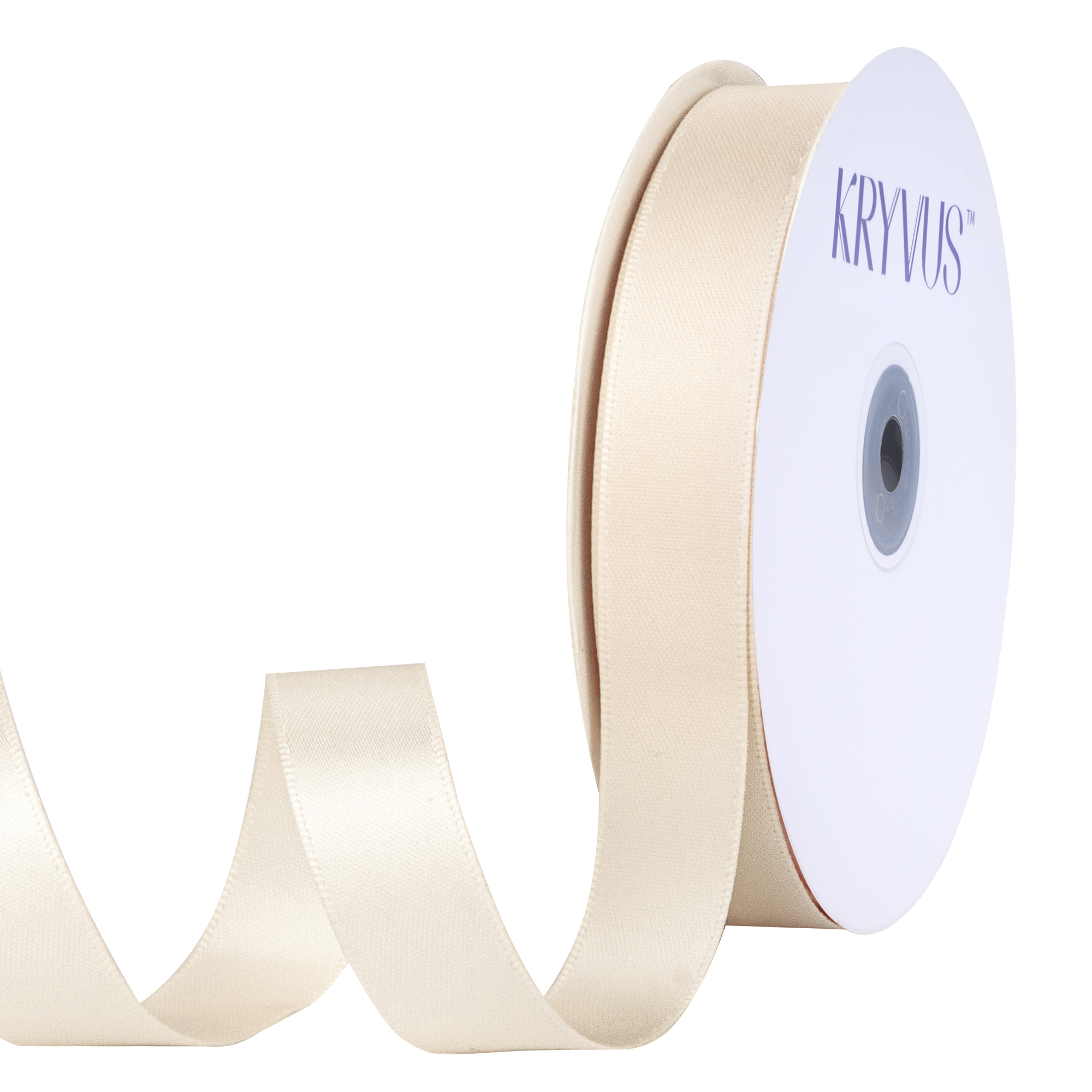 KRYVUS Double Faced 5/8" Beige Polyester Satin Ribbon Continuous 25 Yards Use for Bows Bouquet,Christmas Gift Wrapping,Floral Arrangement