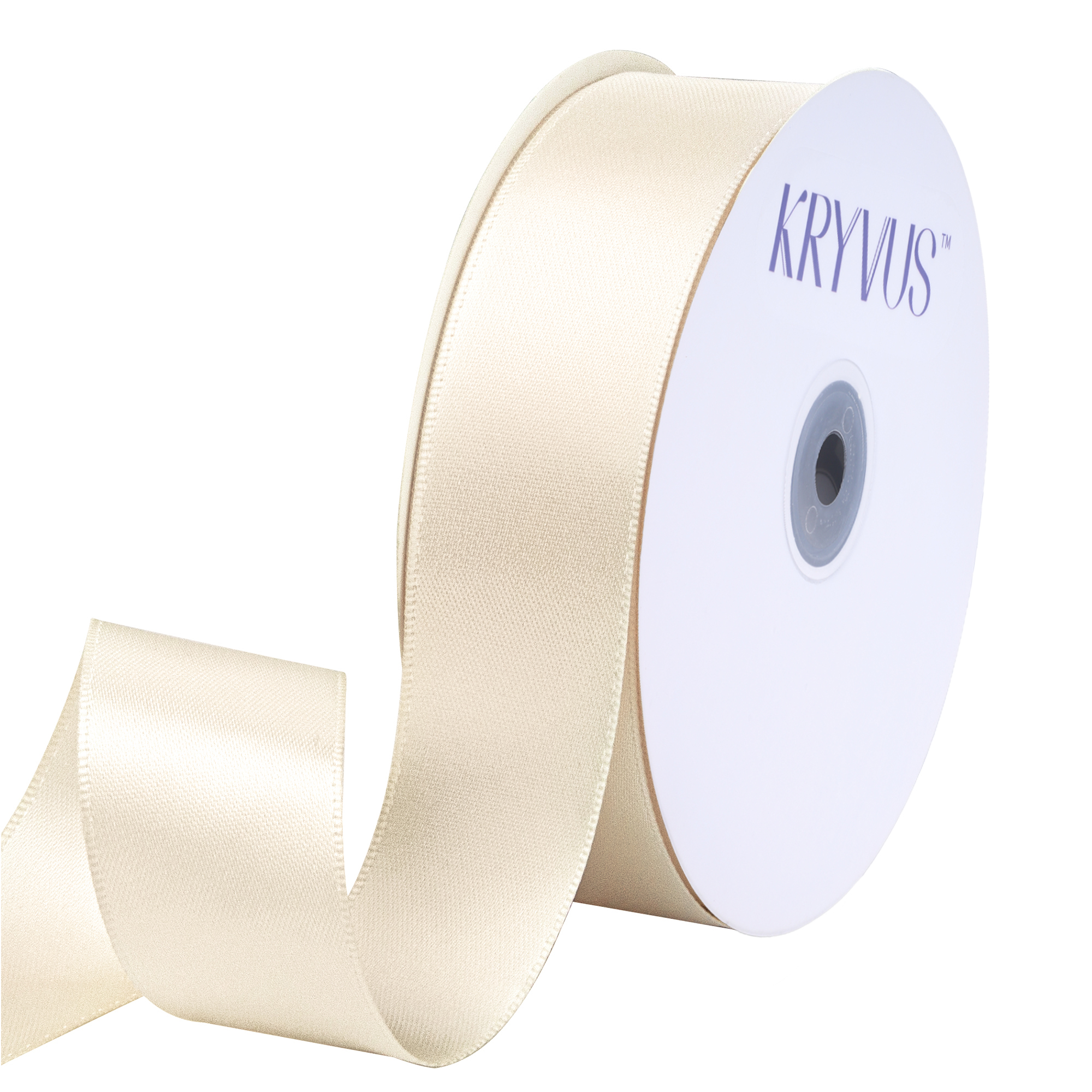 KRYVUS Double Faced 1" Beige Polyester Satin Ribbon Continuous 25 Yards Use for Bows Bouquet,Christmas Gift Wrapping,Floral Arrangement