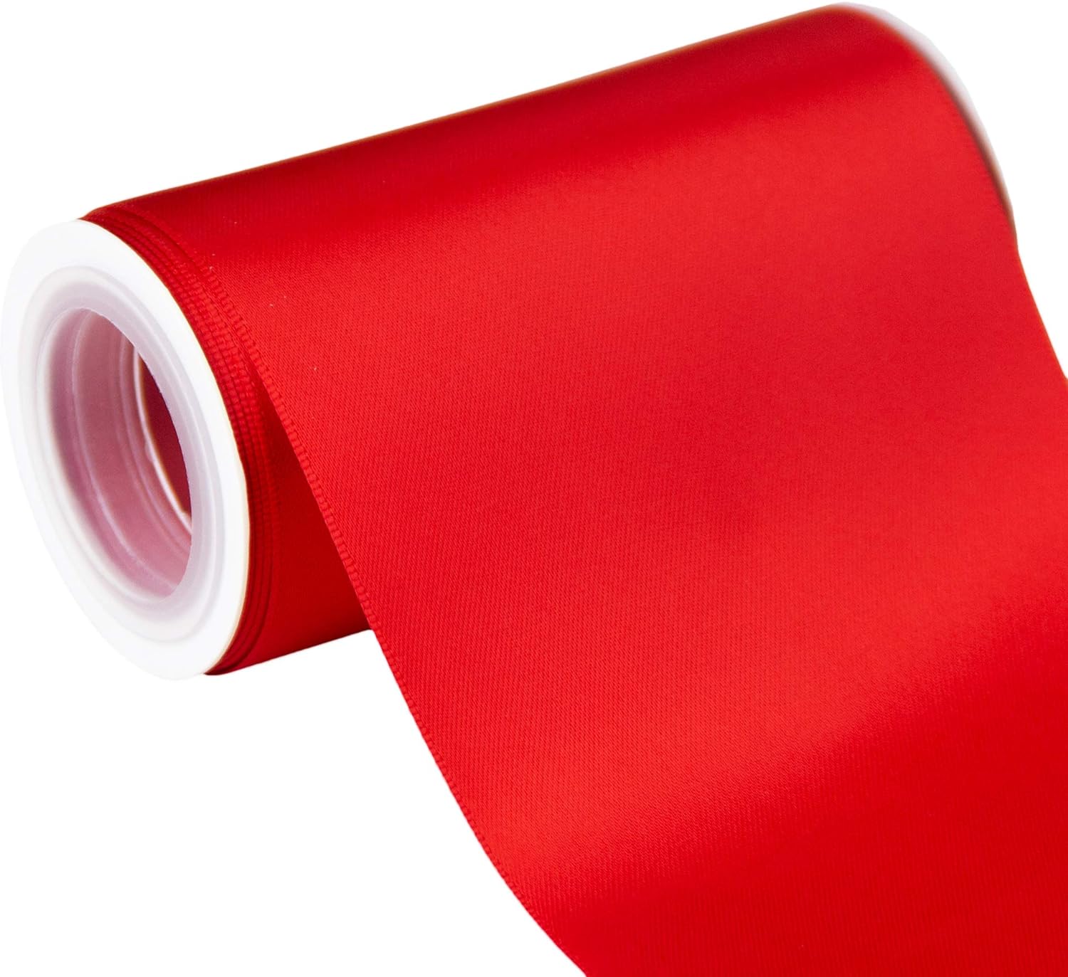 KRYVUS Double Faced 4" Red Polyester Satin Ribbon 5 Yards Use for Bows Bouquet,Christmas Gift Wrapping,Floral Arrangement