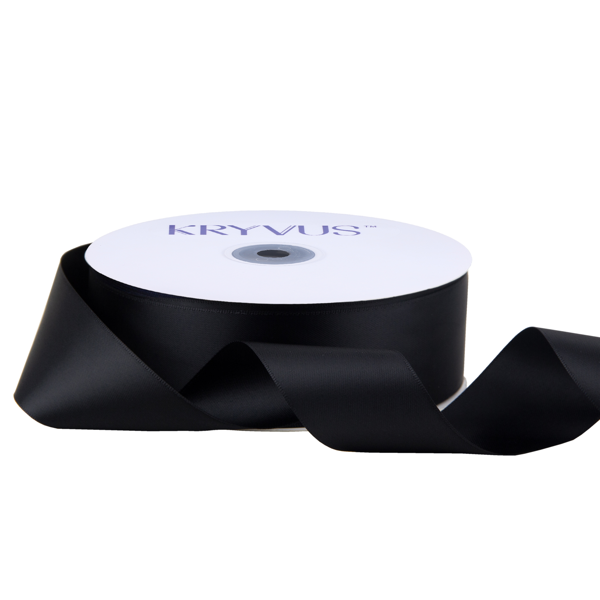 KRYVUS Double Faced 1-1/2" Black Polyester Satin Ribbon Continuous 50 Yards Use for Bows Bouquet,Christmas Gift Wrapping,Floral Arrangement