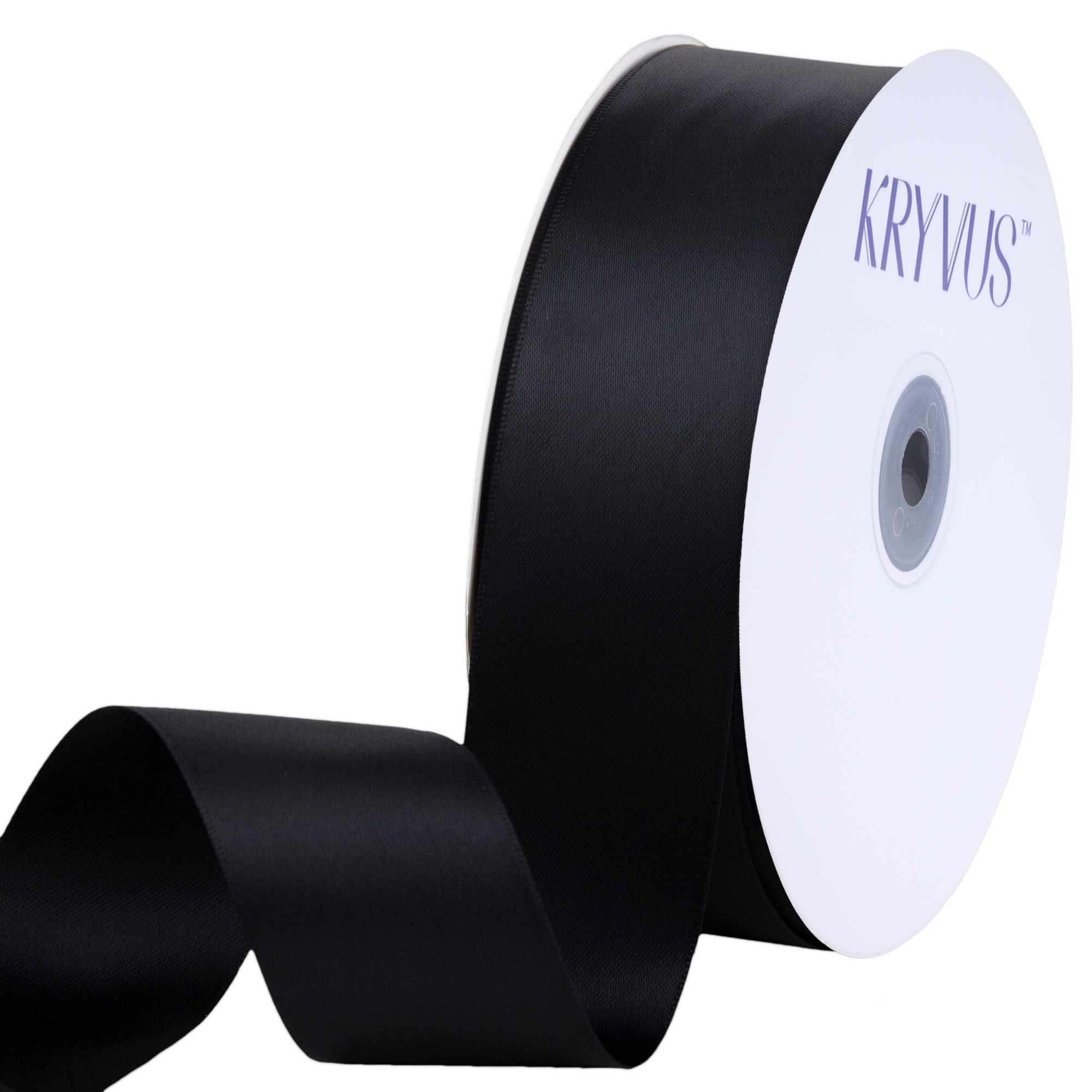 KRYVUS Double Faced 1-1/2" Black Polyester Satin Ribbon Continuous 50 Yards Use for Bows Bouquet,Christmas Gift Wrapping,Floral Arrangement