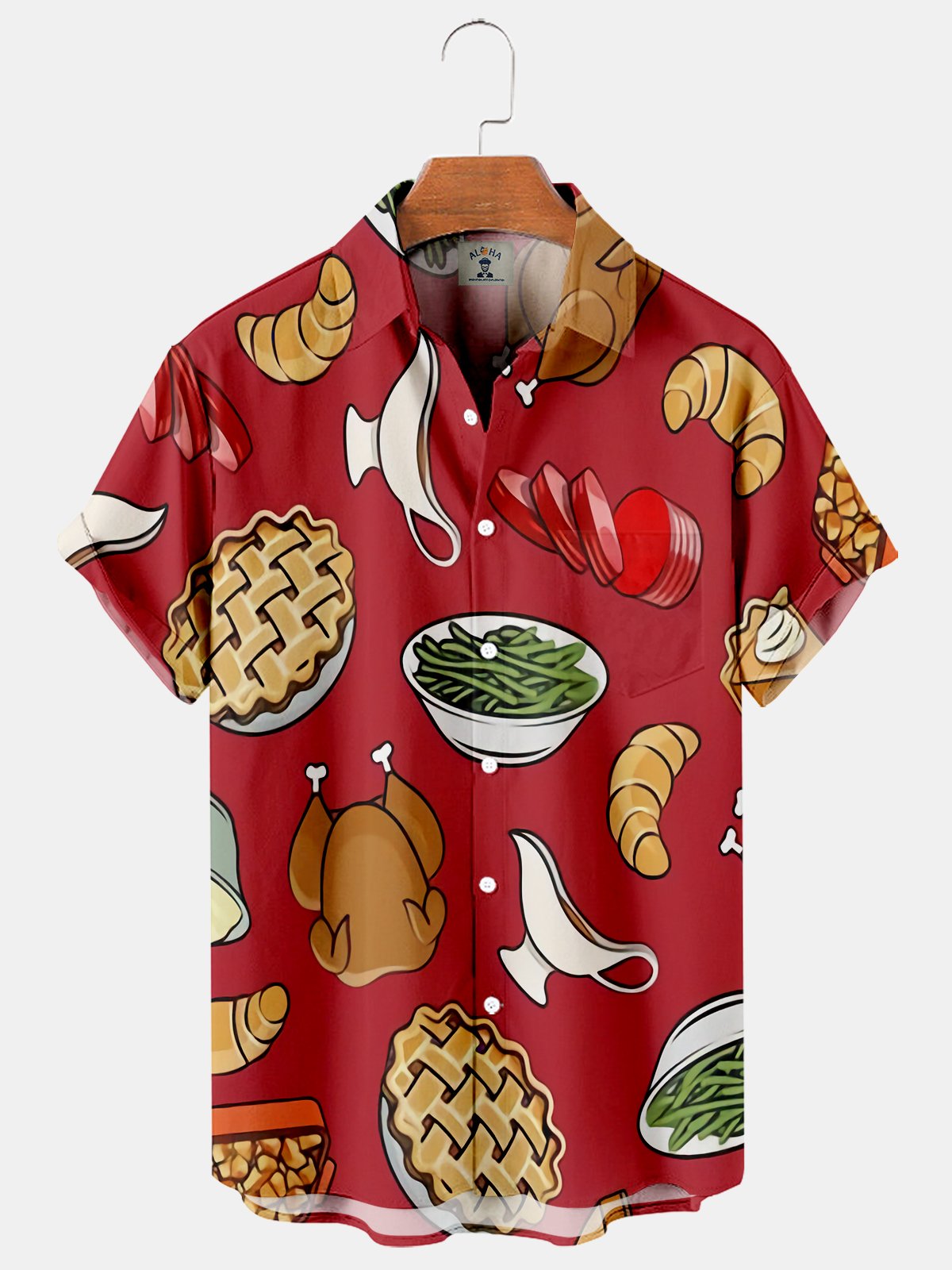 Men's Thanksgiving Themed Turkey Print Short Sleeve Shirt-Garamode